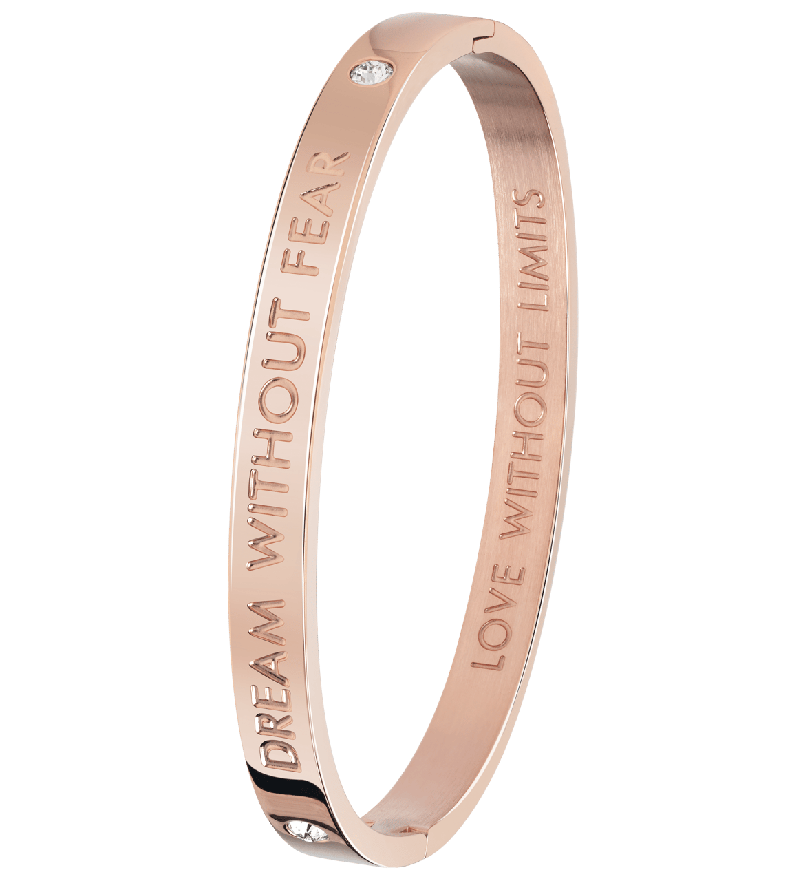 Guess stainless steel roséplated bangle met kristal voor dames