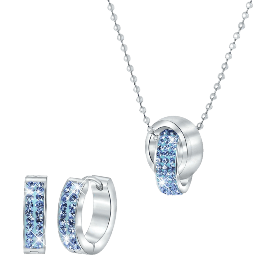 Gerecycled stainless steel set licht sapphire kristal