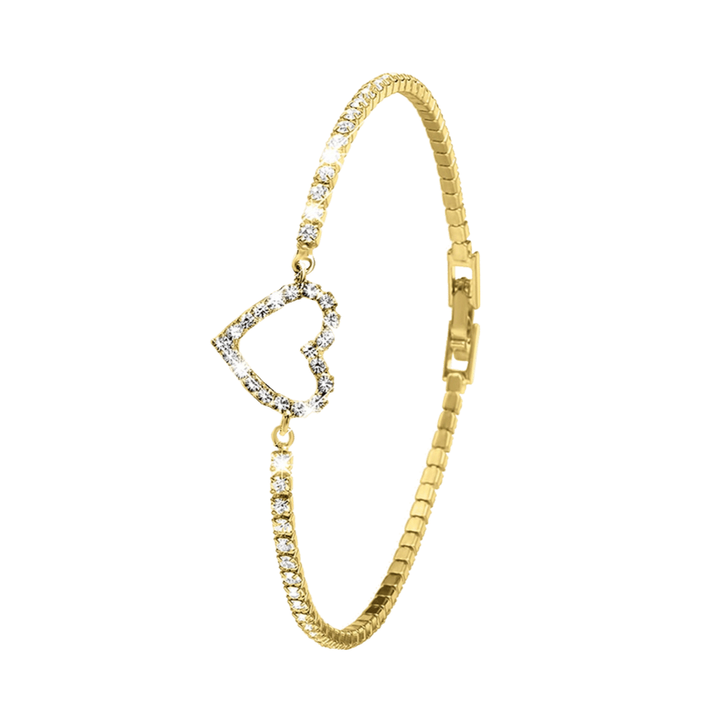 Bicolor plated fantasiearmband met hanger hart met kristal voor dames