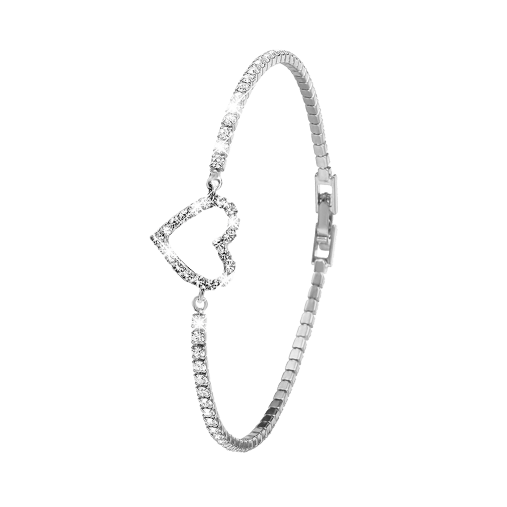 Silverplated armband white crystals Heart