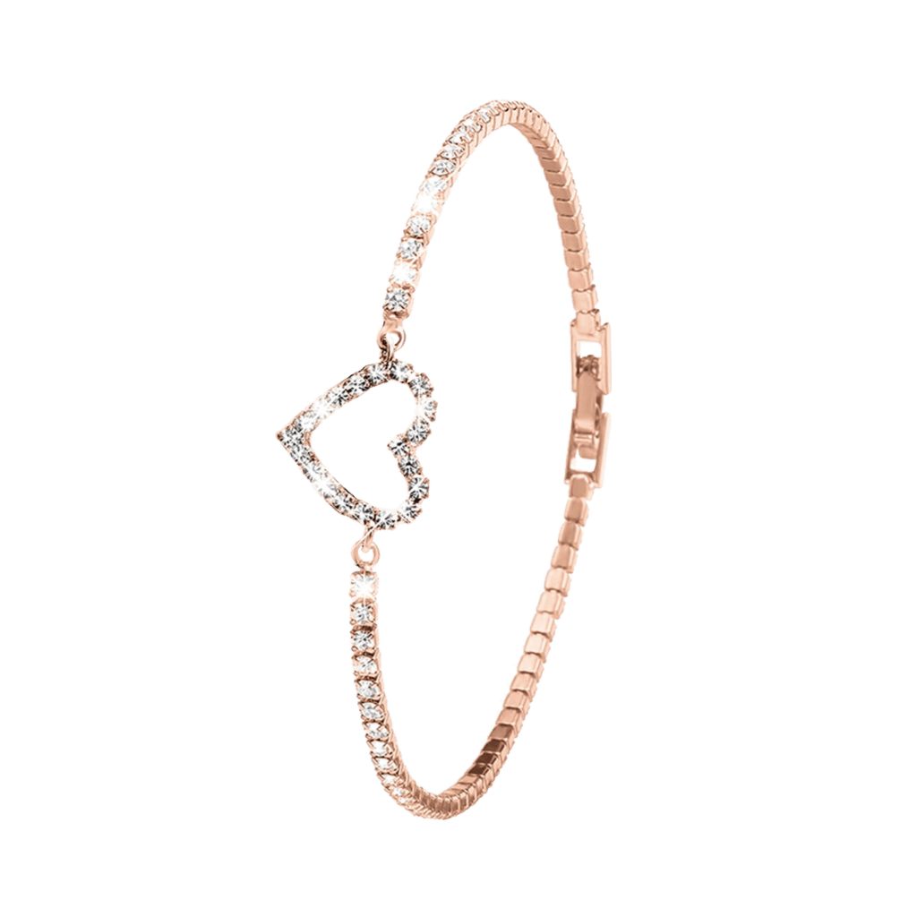 Bicolor plated fantasiearmband met hanger hart met kristal voor dames