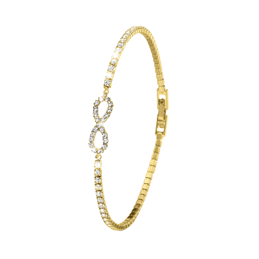 Goldplated armband white crystals Infinity