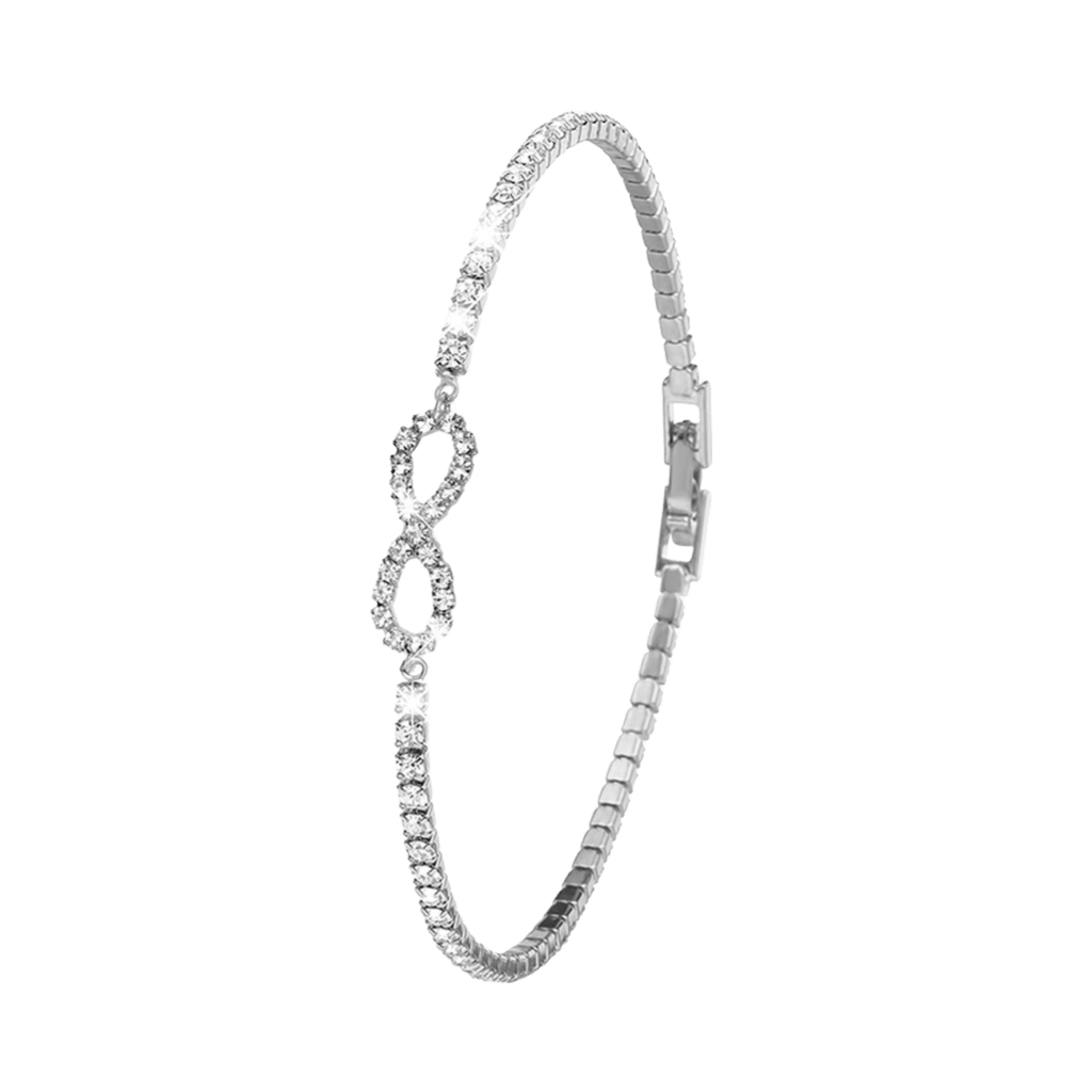Silverplated fantasiearmband met infinity en witte kristal voor dames