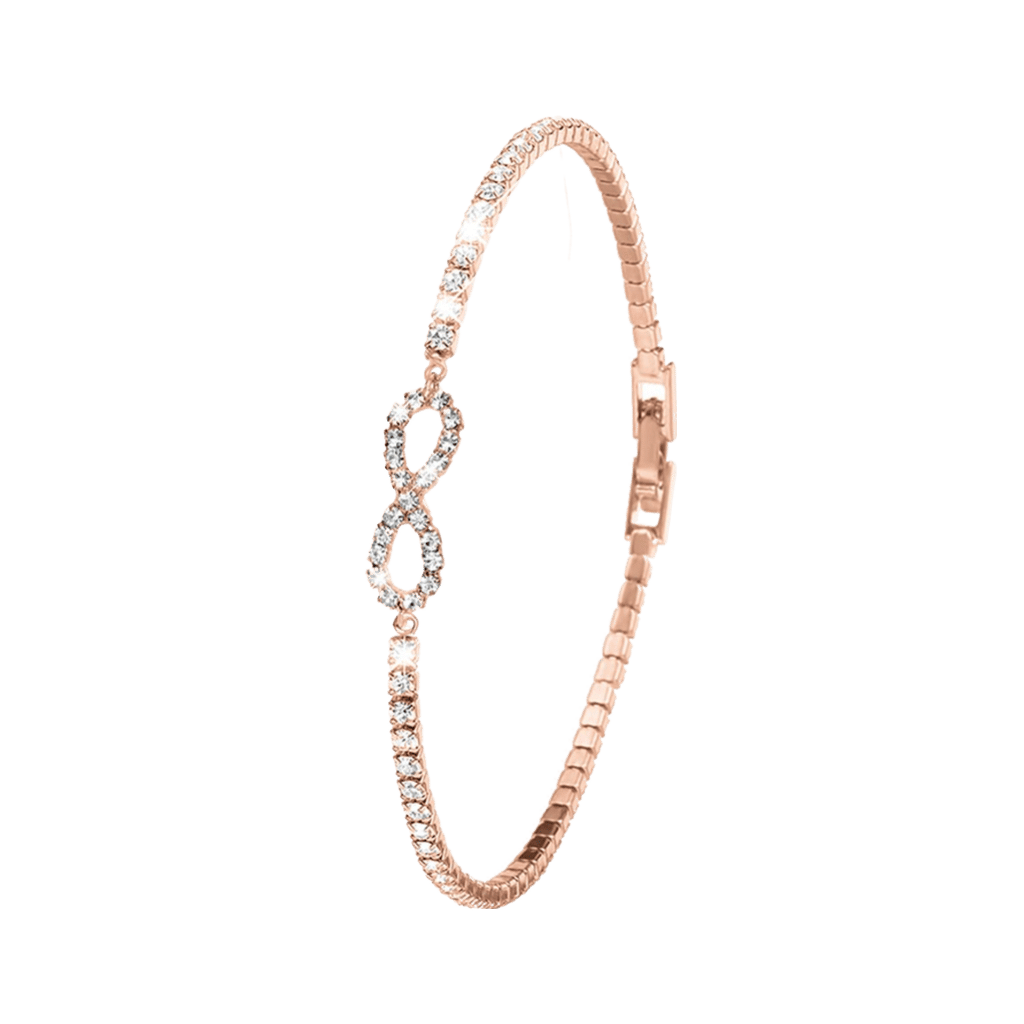 Bicolor plated fantasiearmband met infinity en witte kristal voor dames