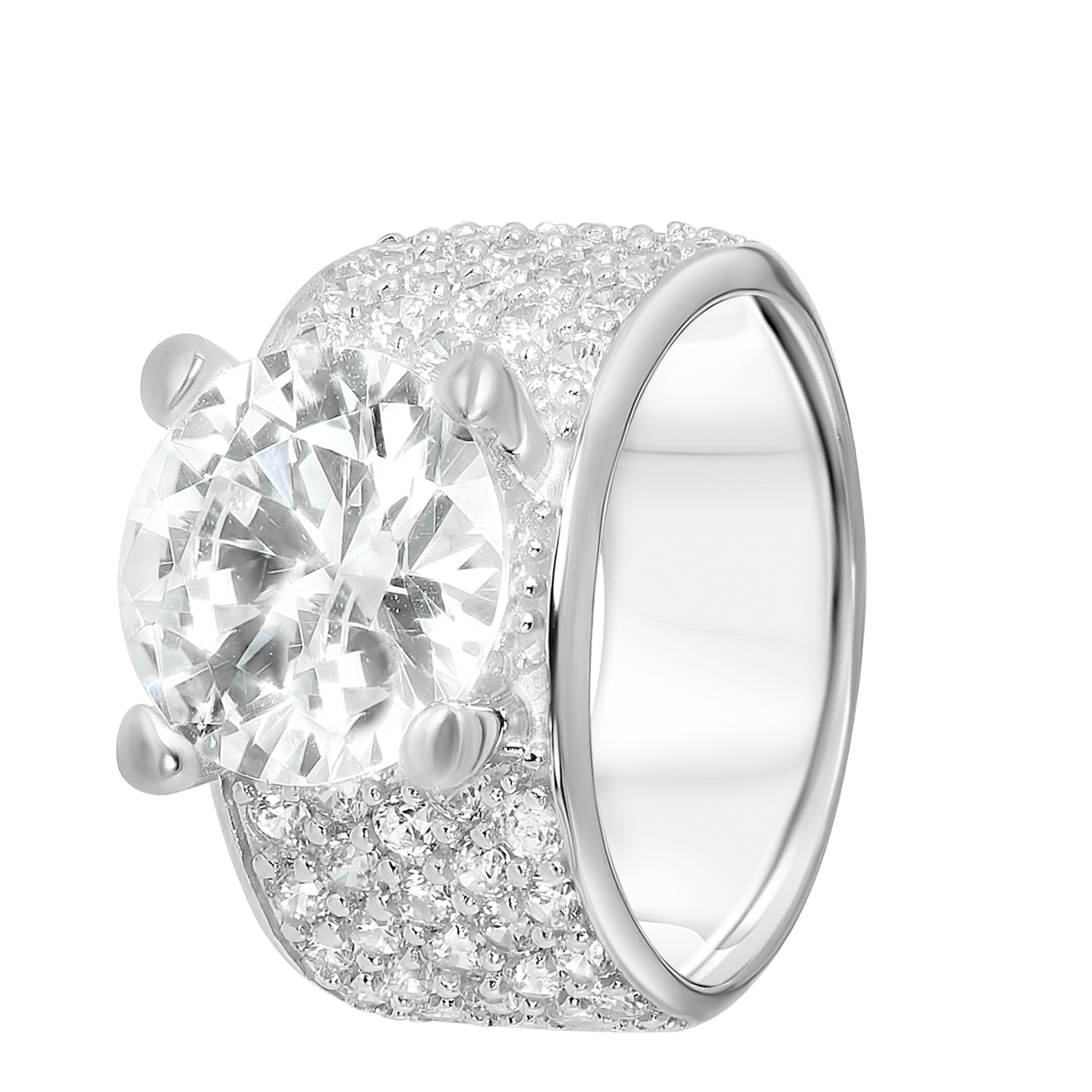 Zilveren ring breed met zirkonia