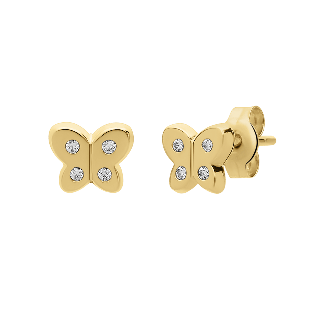 585 Gelbgold-Ohrringe „Schmetterling“ Zirkonia