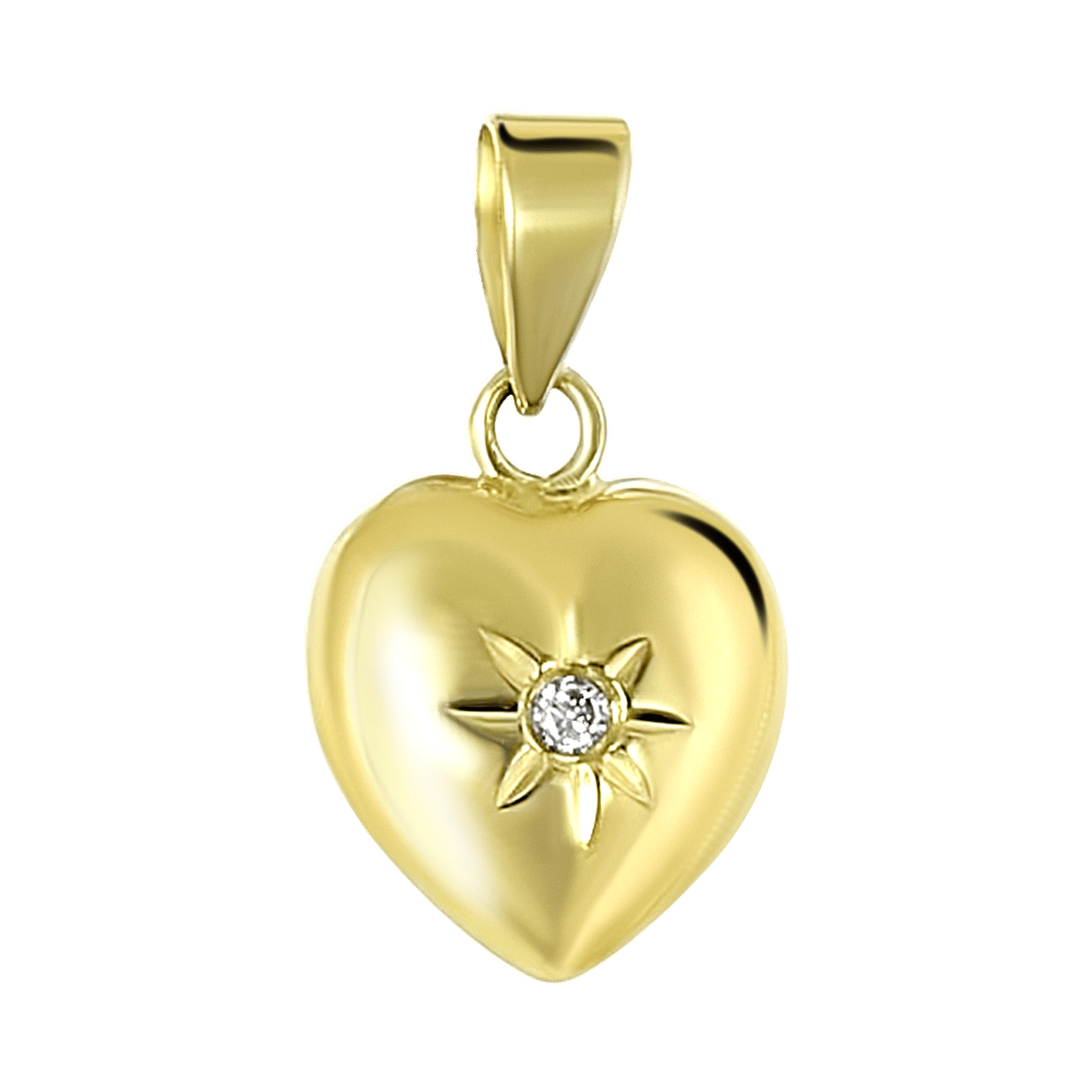 14 Karaat geelgouden hanger hart diamant 0,01ct