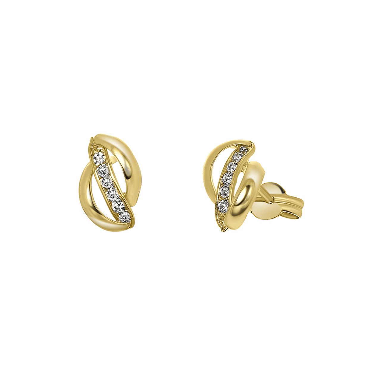 585 Gelbgold-Ohrringe „doppelt“ mit Zirkonia