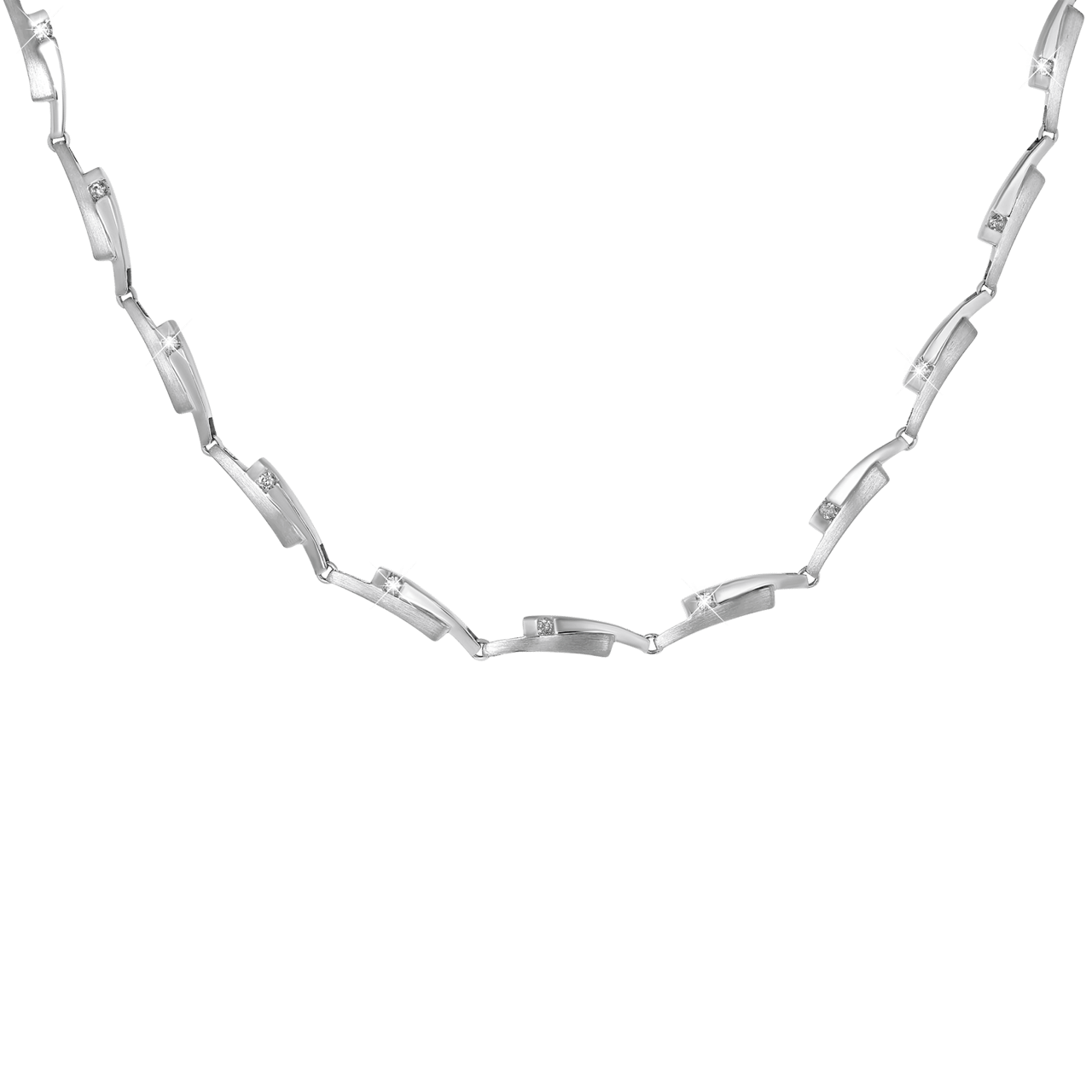 Silberkette, matt/glänzend, mit Zirkonia