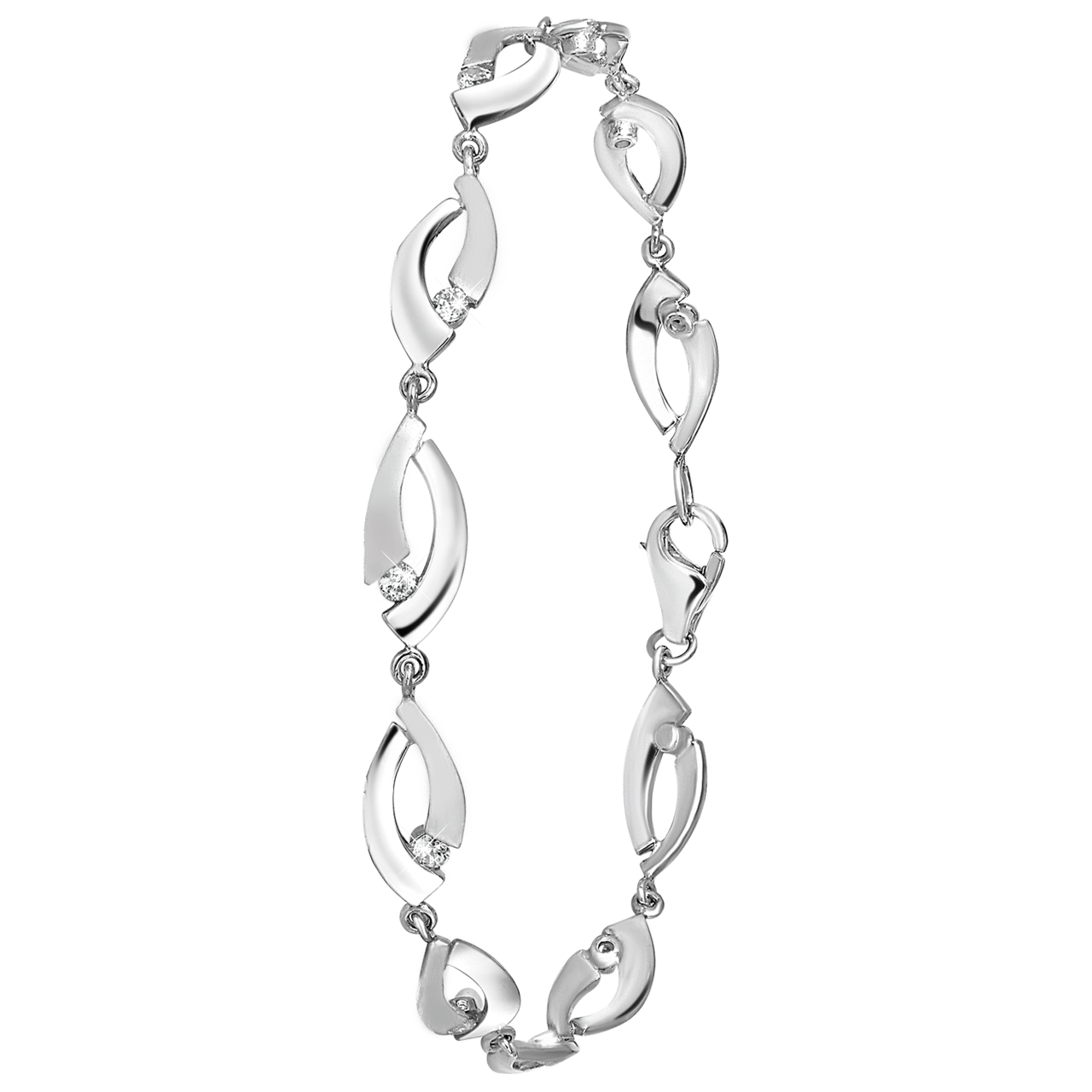 Silberarmband, matt/glänzend, mit Zirkonia