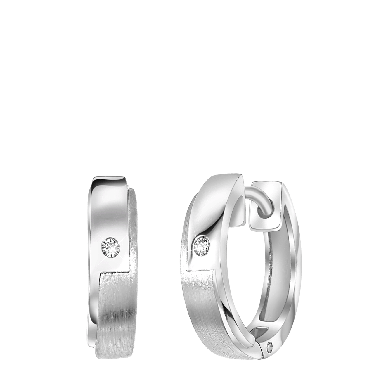 Ohrringe, 925 Silber, matt/glänzend, mit Zirkonia