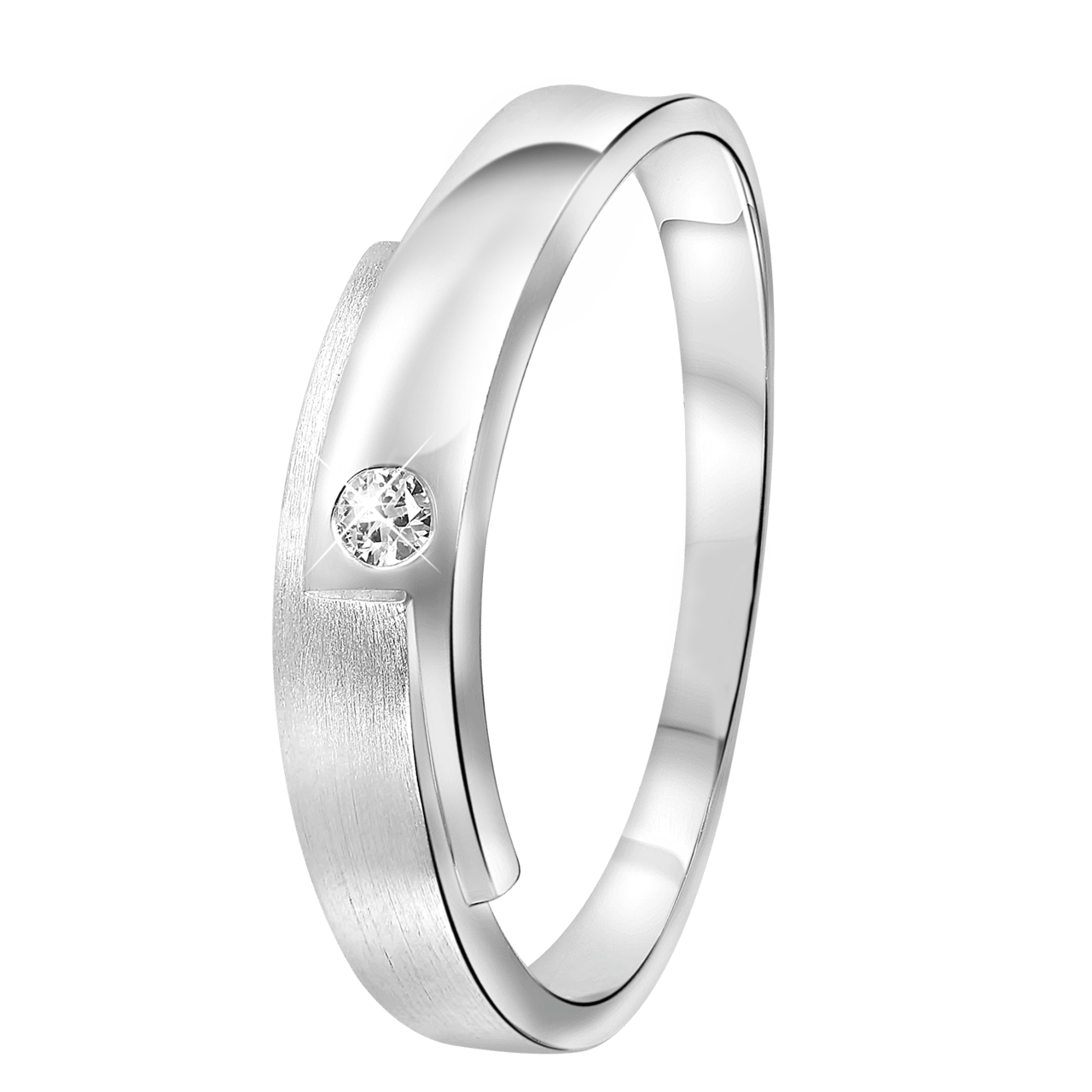 Zilveren ring mat/glans met zirkonia