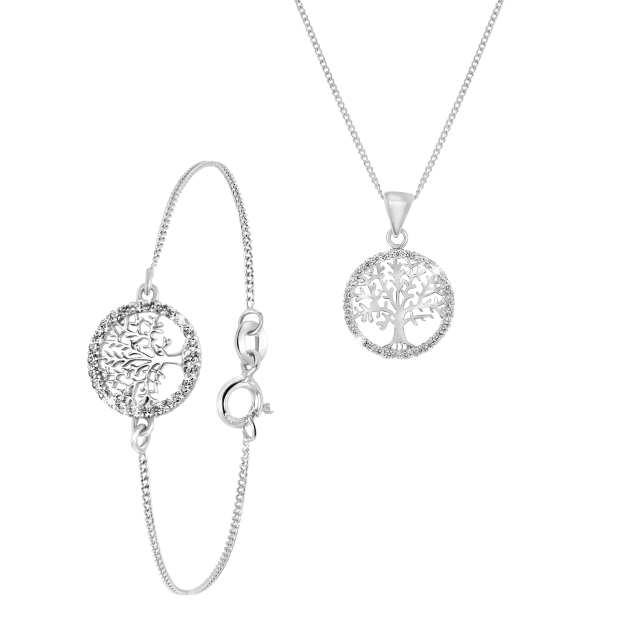 Silberset Lebensbaum mit Zirkonia