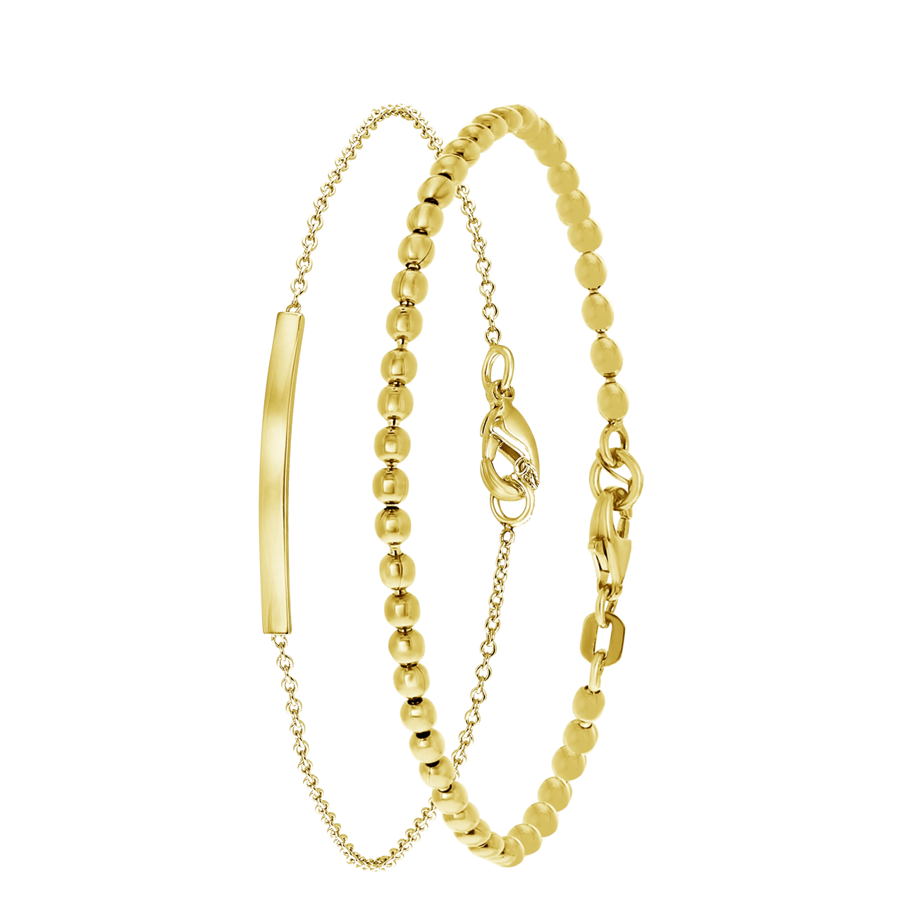 Zilveren goldplated sieradenset voor dames met goldplated bolletjes & bar