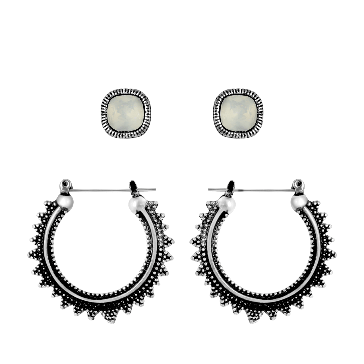 Bijoux zilverkleurige oorbellen set voor dames