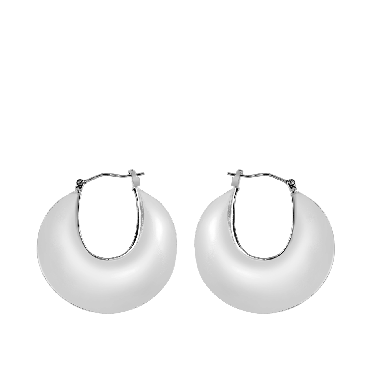 Zilverkleurige byoux oorbellen schijf