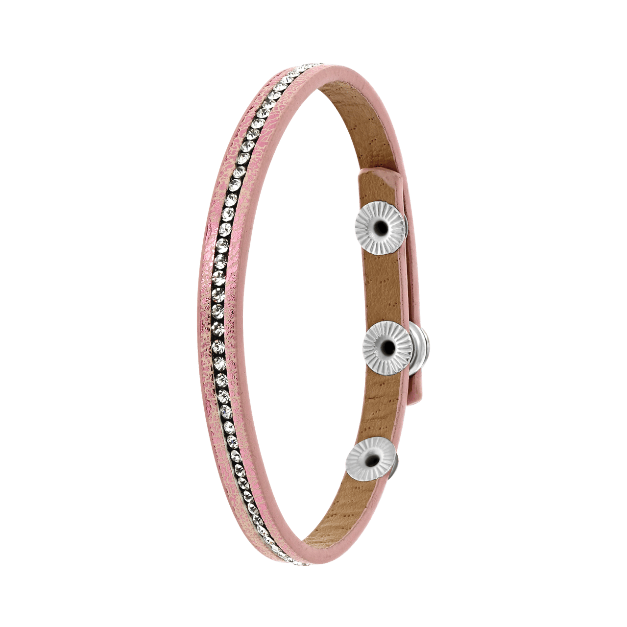 Bijoux zilverkleurige fantasiearmband lichtroze voor dames
