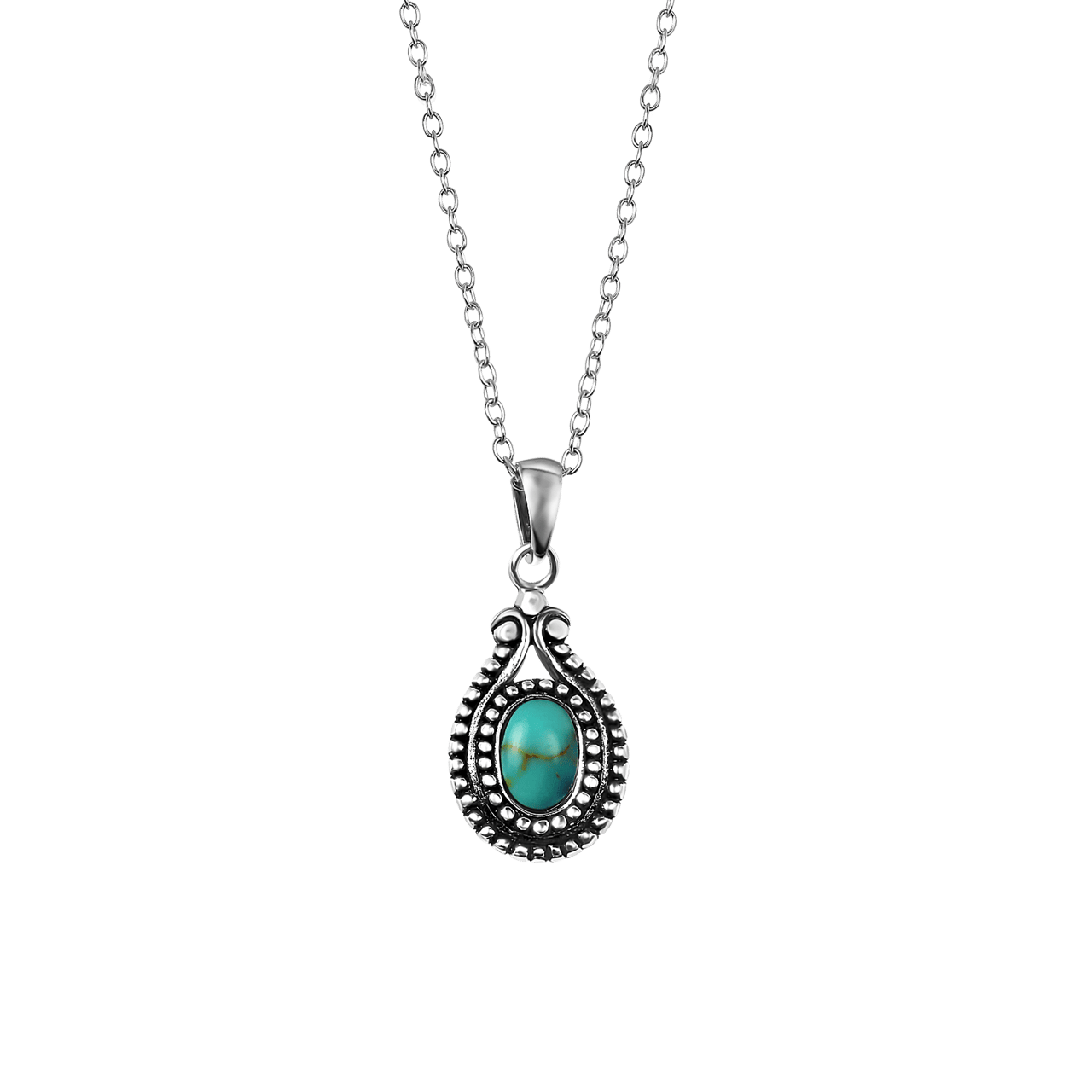 Zilveren ketting&hanger turquoise Bali voor dames