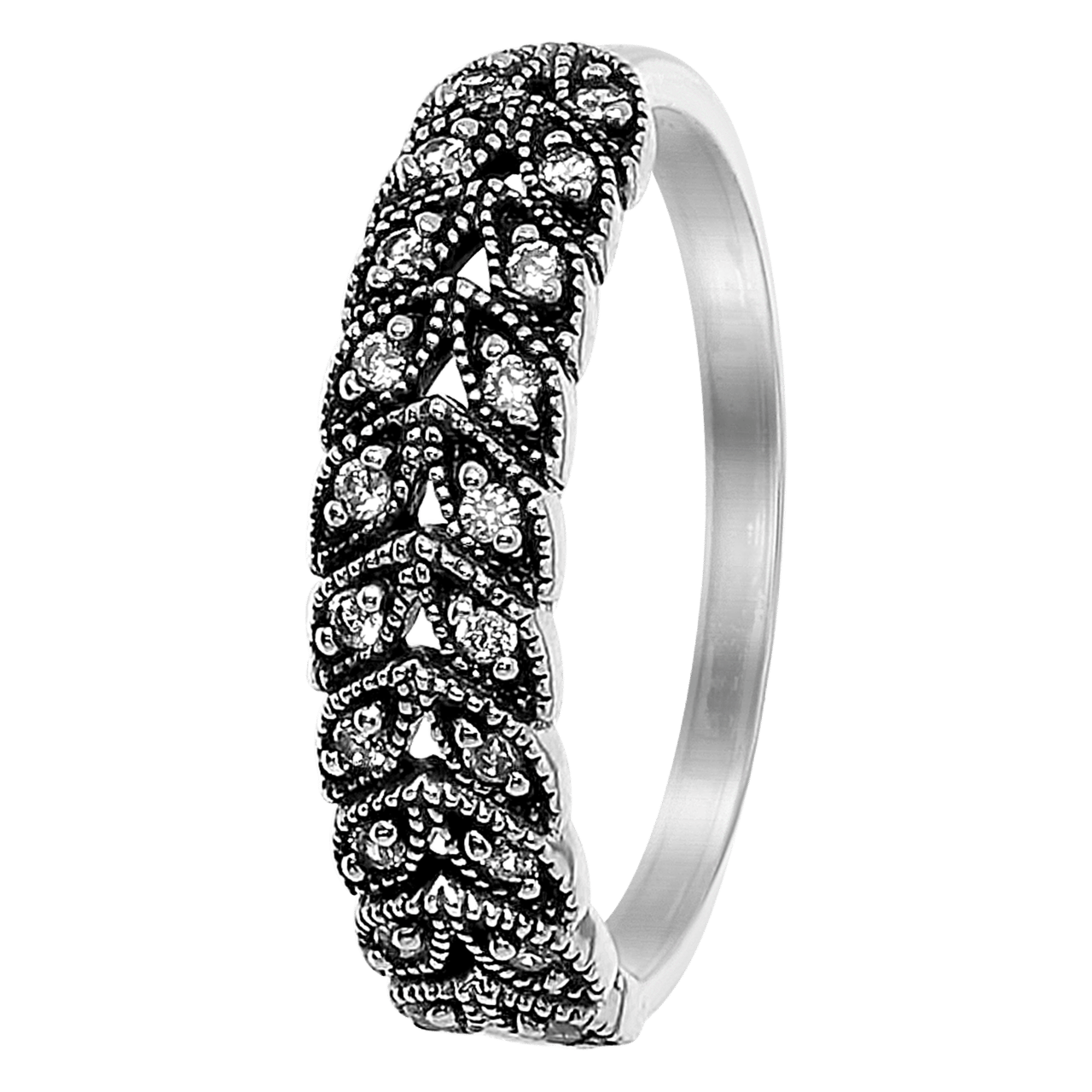 Bearbeiteter Silberring mit Zirkonia Bali