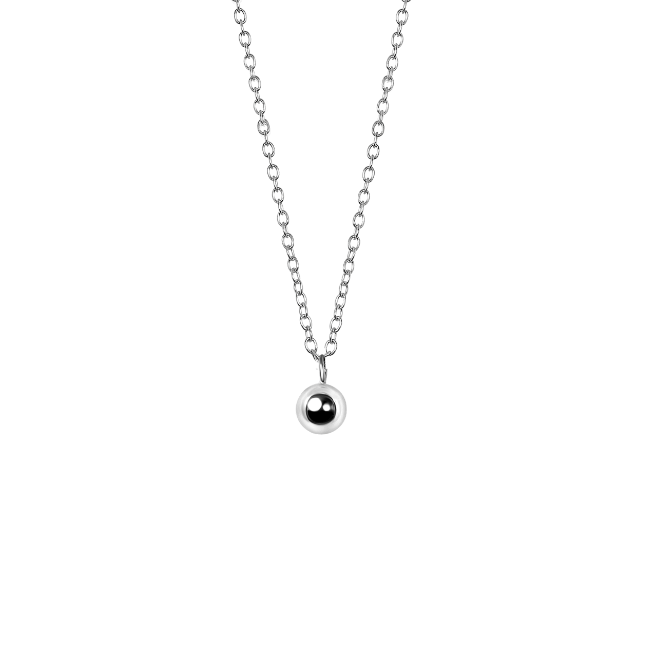 Zilveren ketting&hanger bol Bali