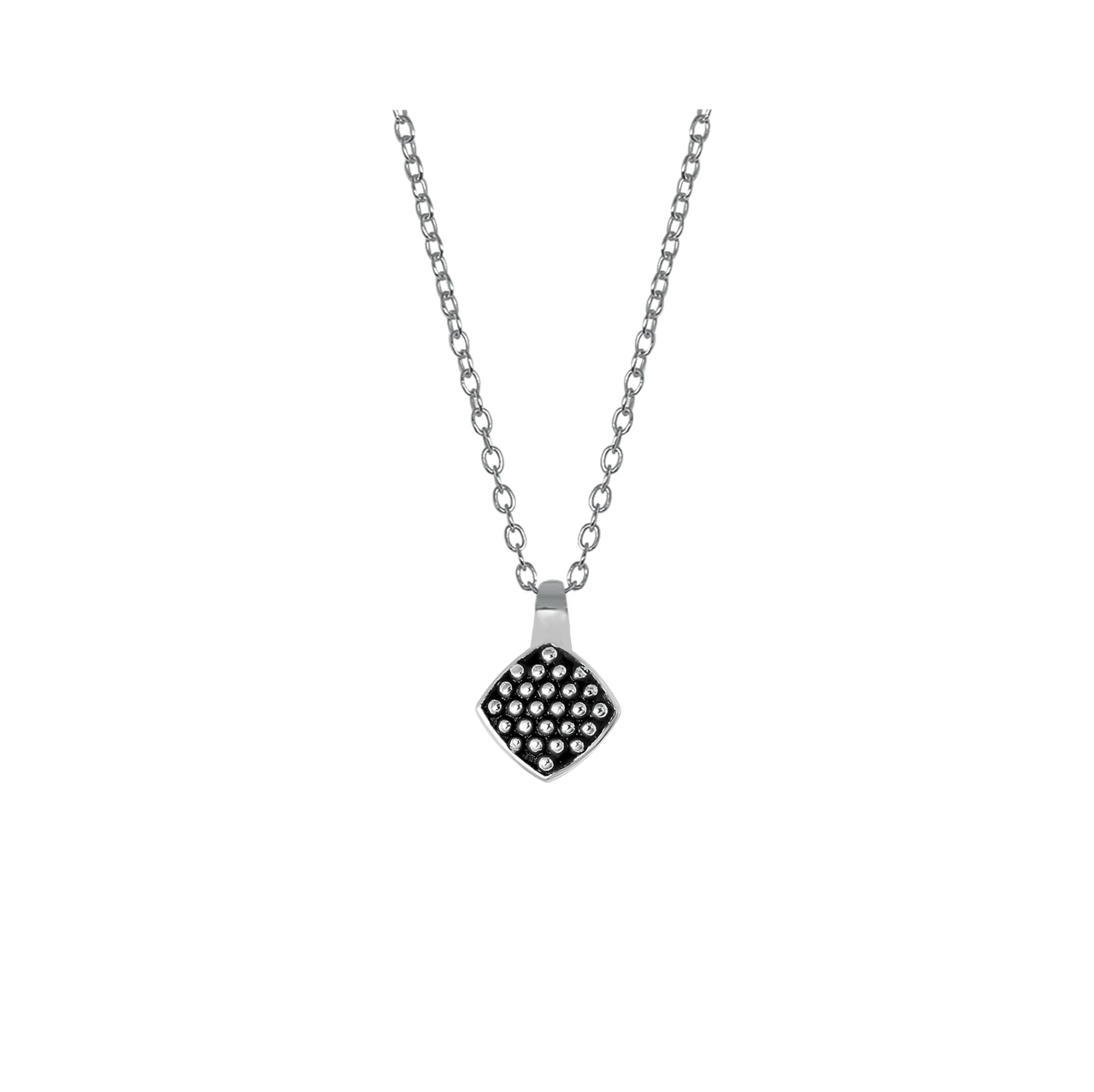 Zilveren ketting&hanger ruit Bali