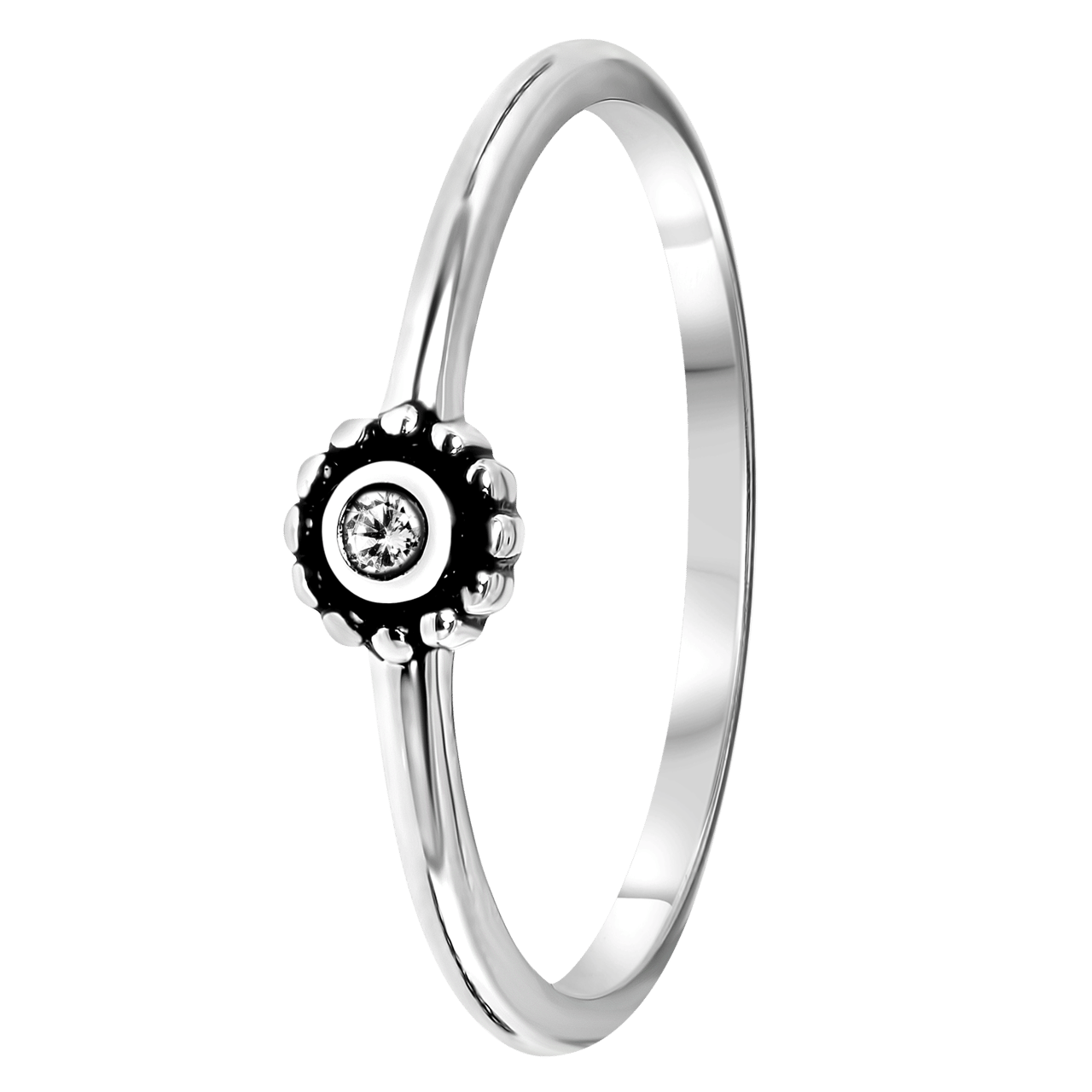 Zilveren ring rond met kristal Bali