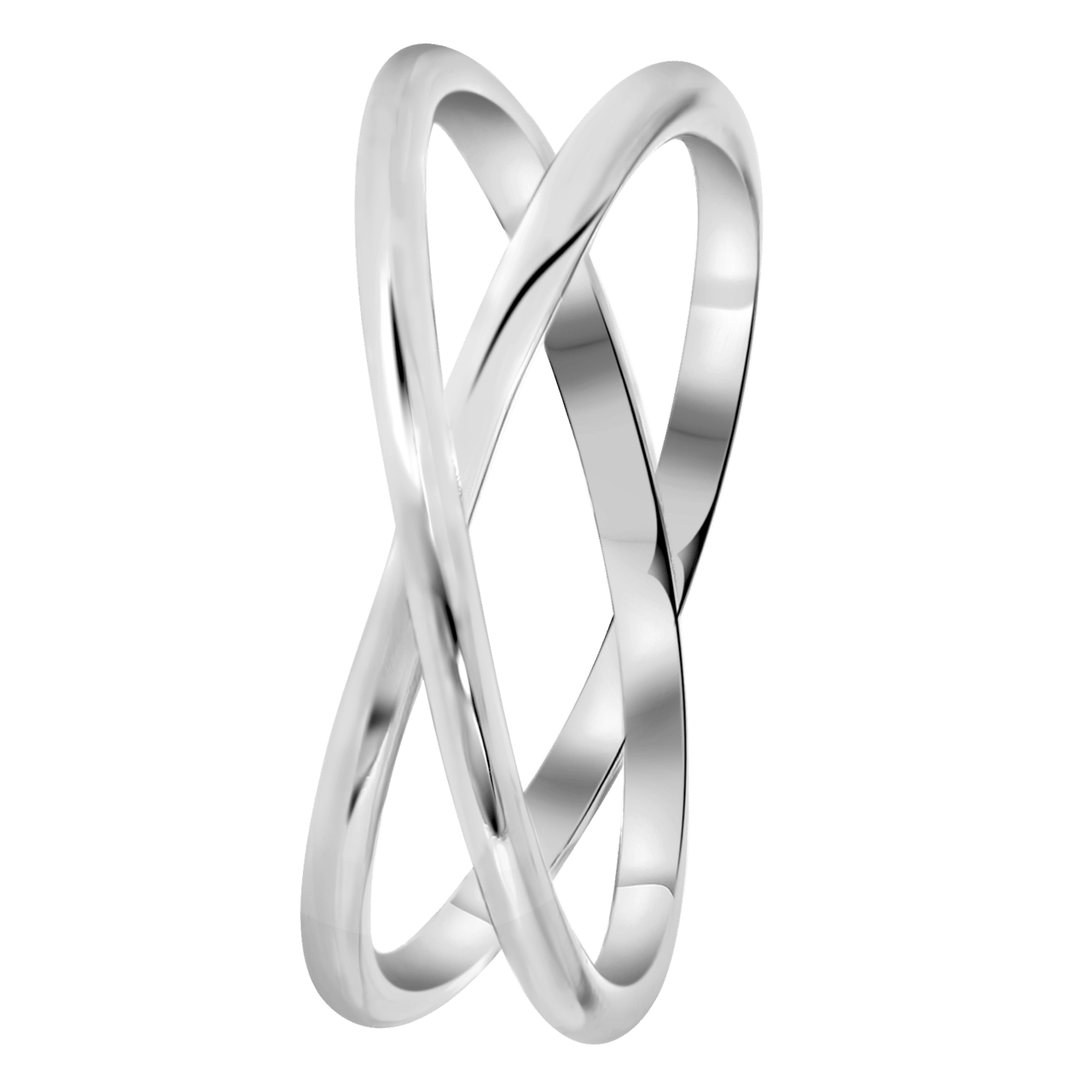 Zilveren ring gekruist rhodiumplated
