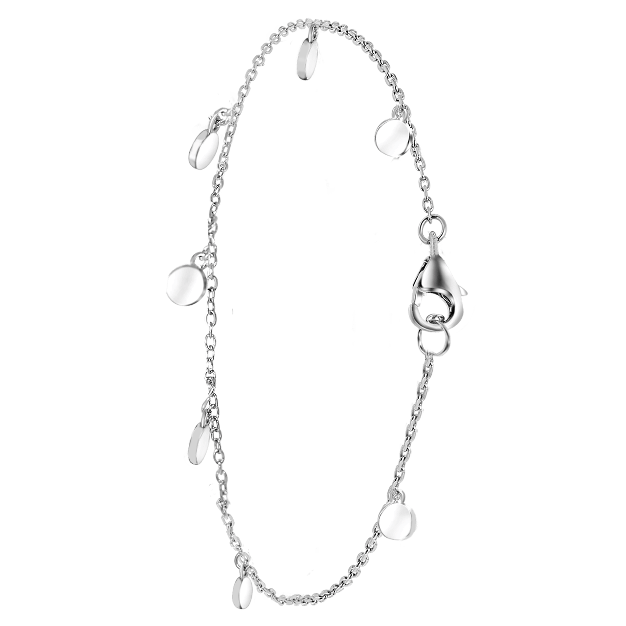 Silbernes Armband mit Scheibenanhängern, rhodiniert