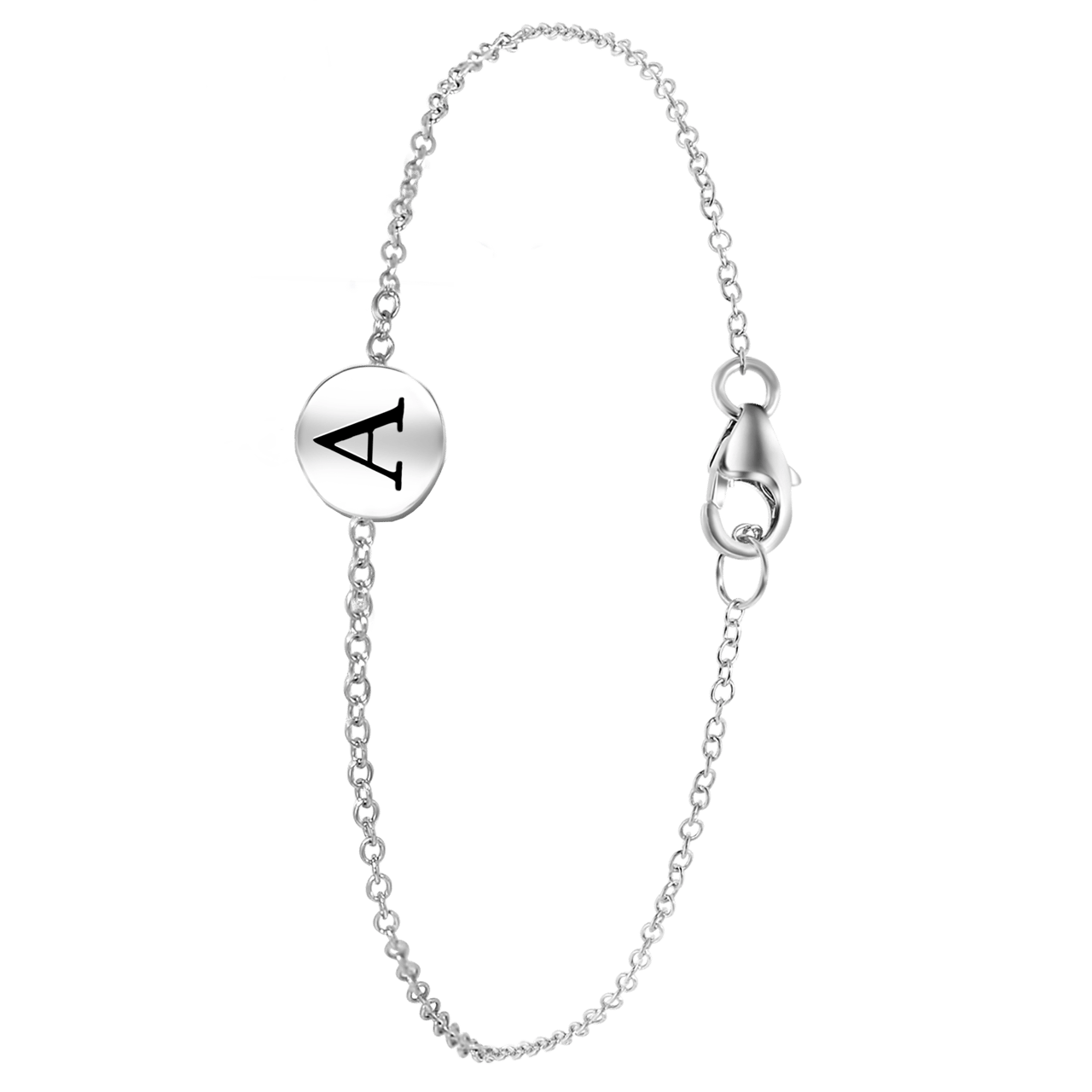Zilveren armband alfabet rhodiumplated