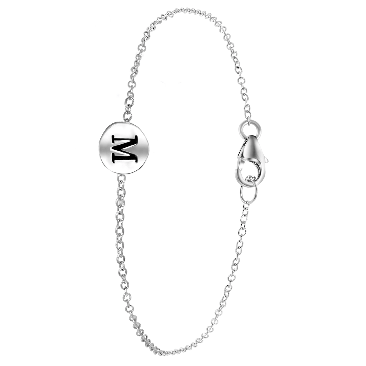 Zilveren armband alfabet rhodiumplated