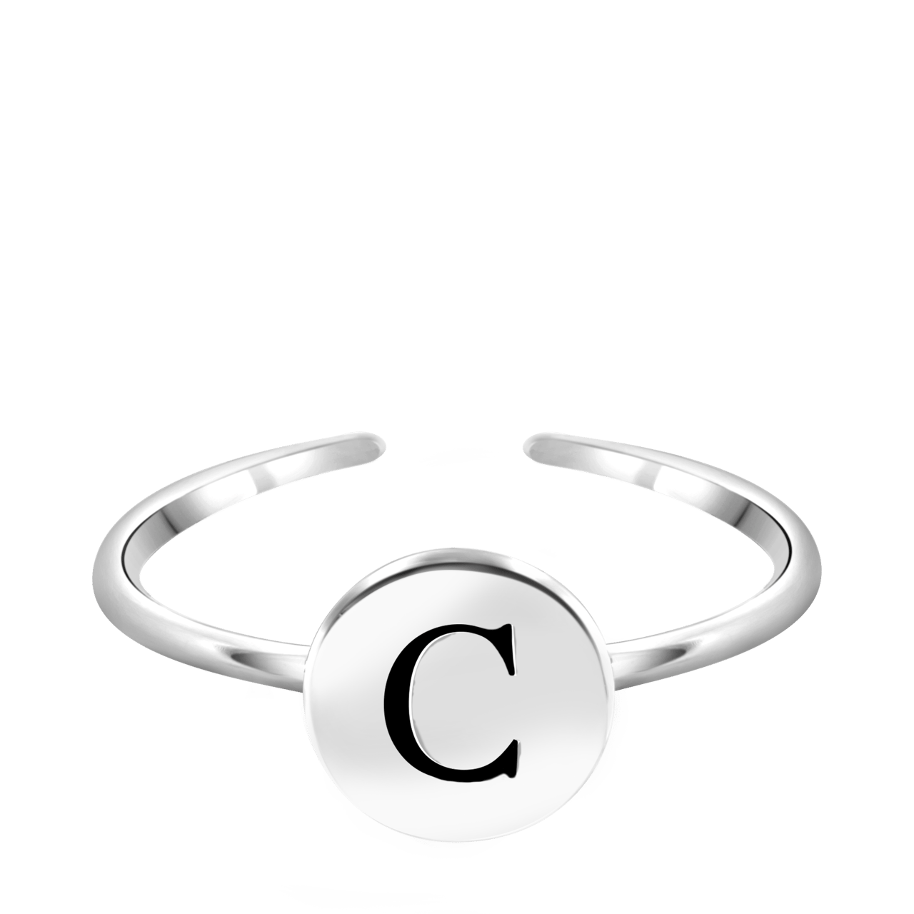 Silberring Alphabet, verstellbar und rhodiniert