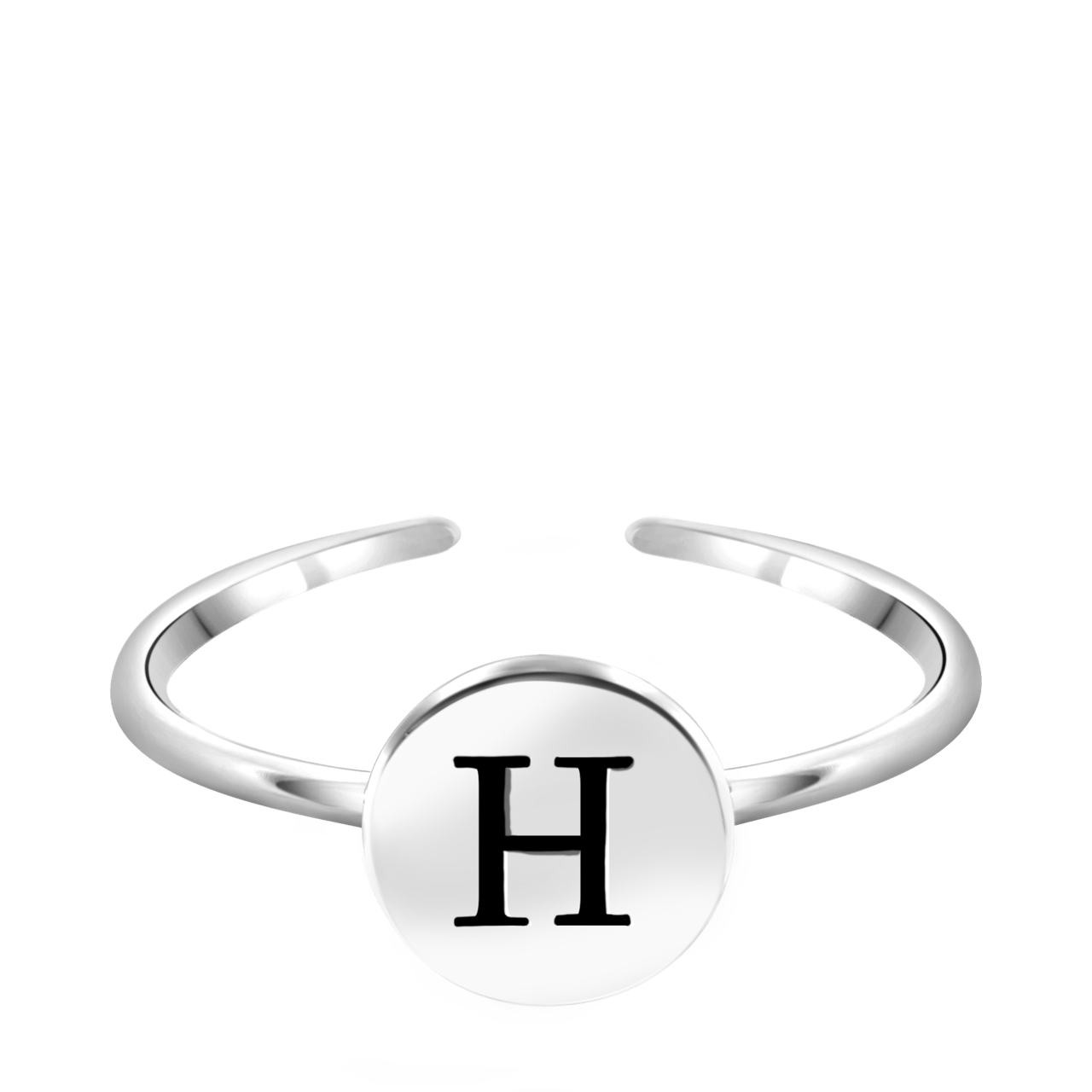 Zilveren ring alfabet verstelbaar rhodiumplated