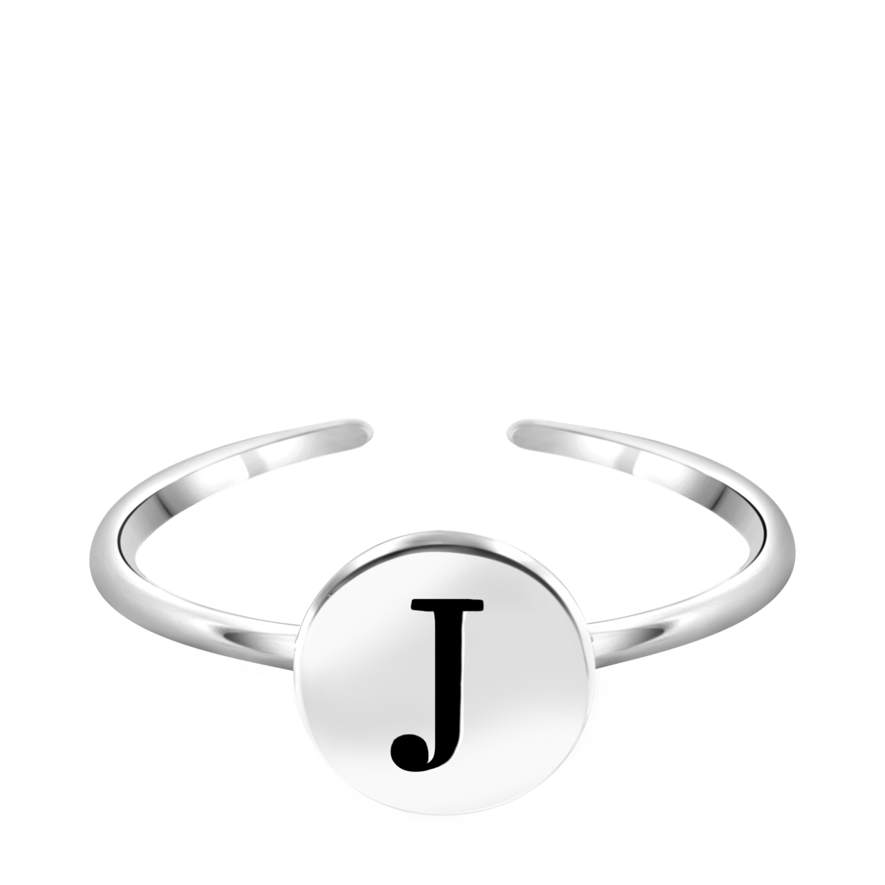 Zilveren ring alfabet verstelbaar rhodiumplated