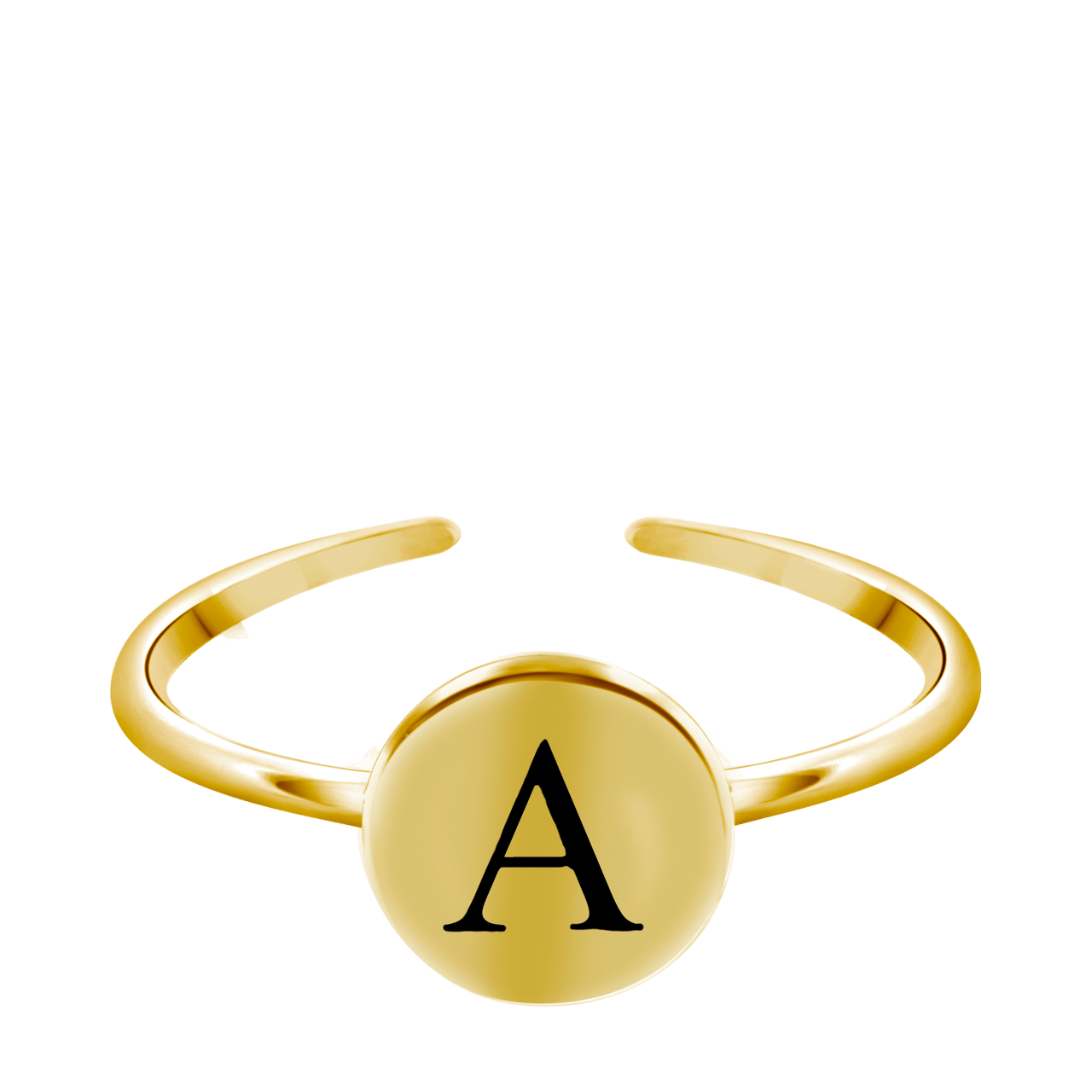 Silberring Alphabet, verstellbar und vergoldet