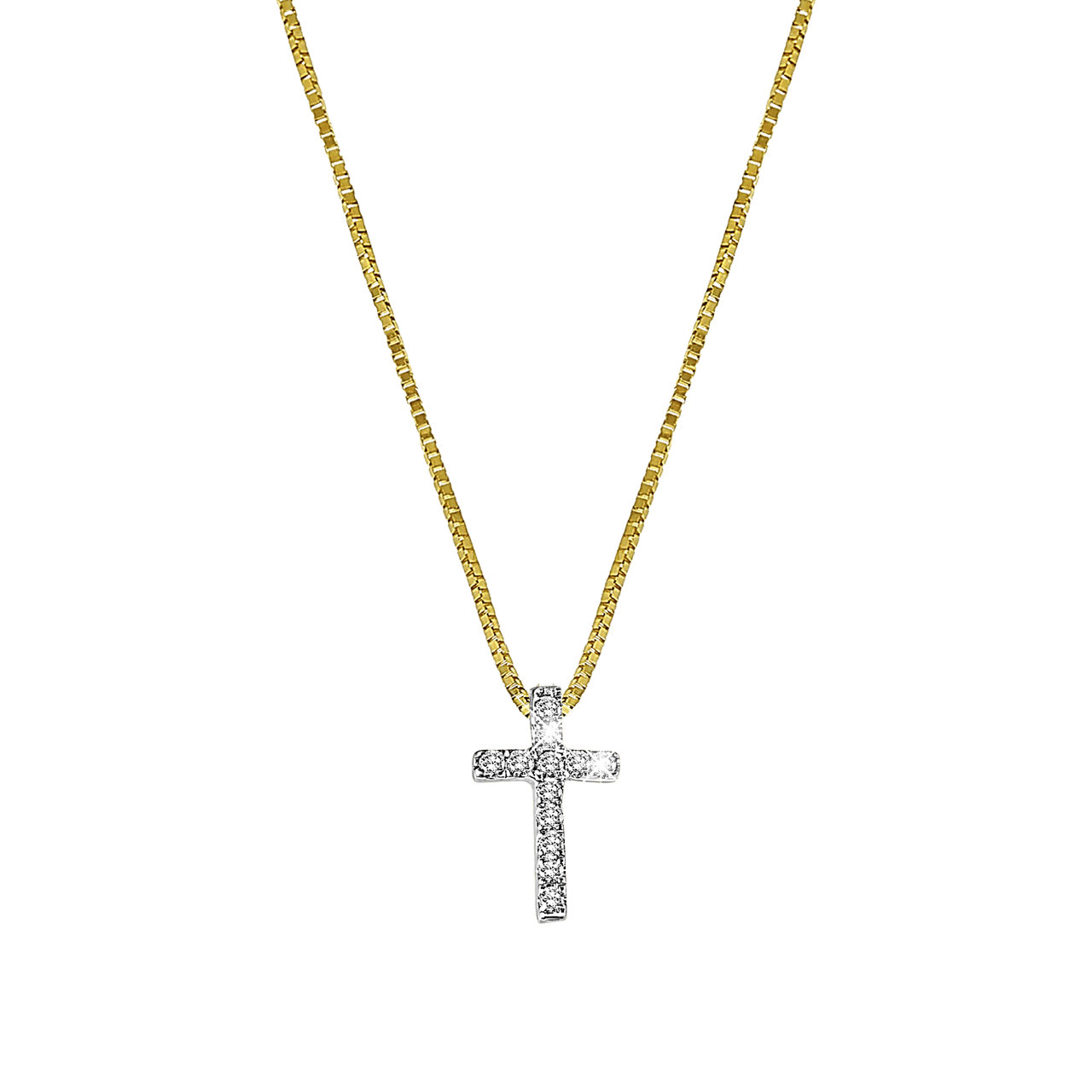 Halskette, 585 Gelbgold, Kreuz mit Diamant 0,06 kt