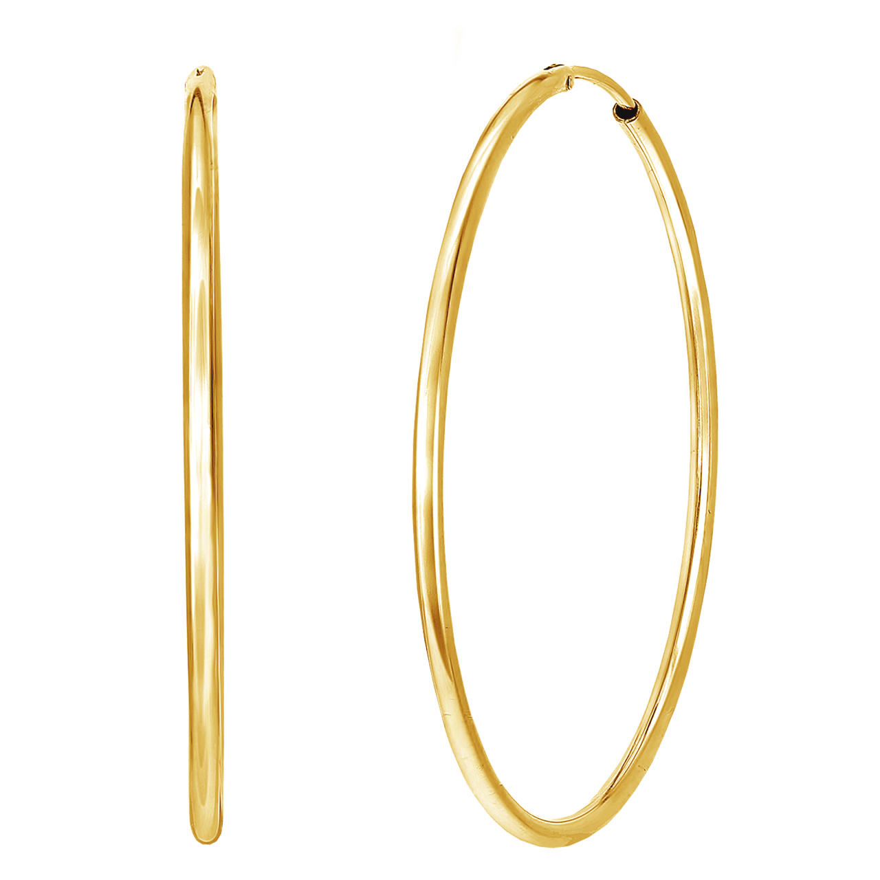 Zilveren oorringen goldplated 50mm voor dames