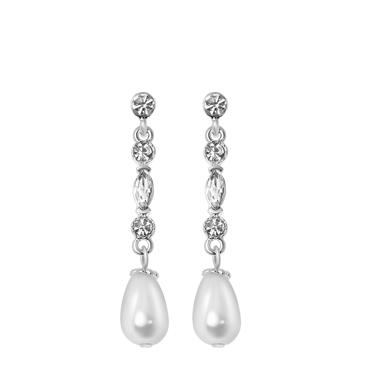 Bijoux zilverkleurige oorknoppen met parel voor dames