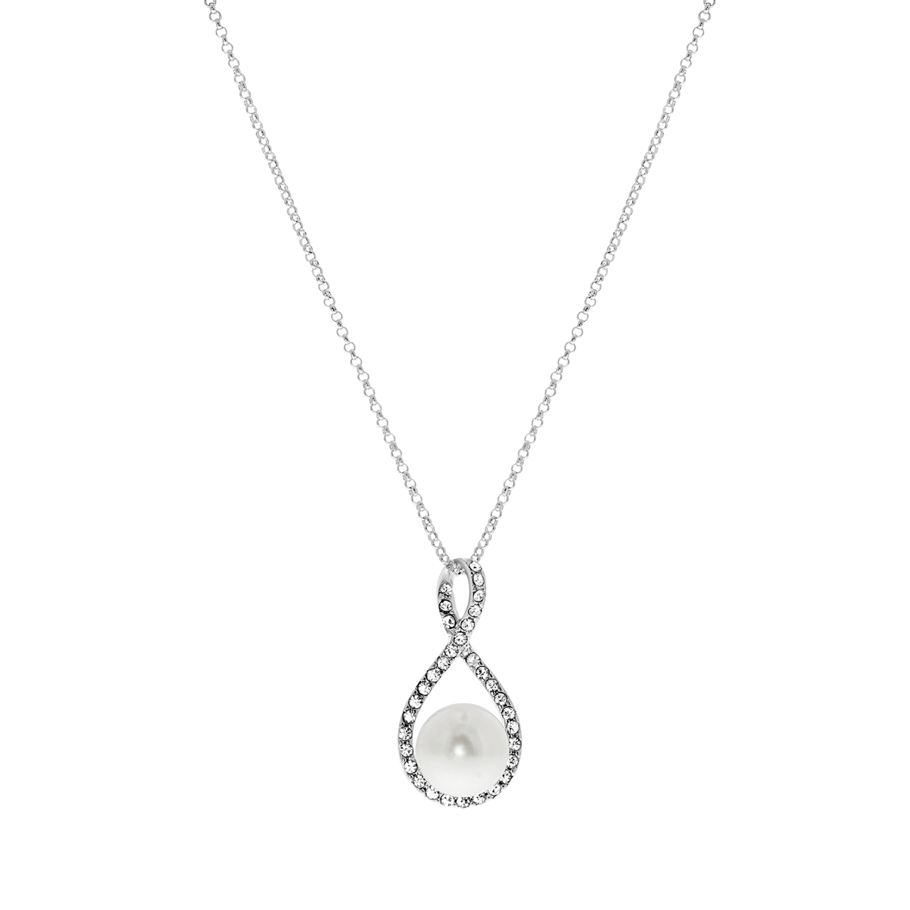 Zilverkleurige byoux ketting parel