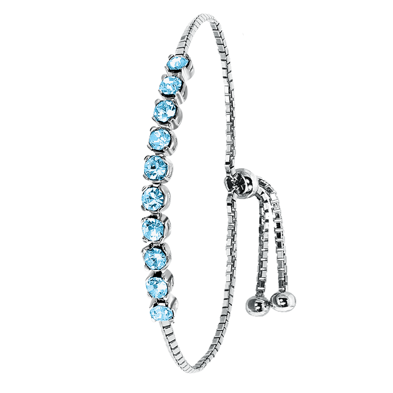 Armband, 925 Silber, Kristall, Aqua