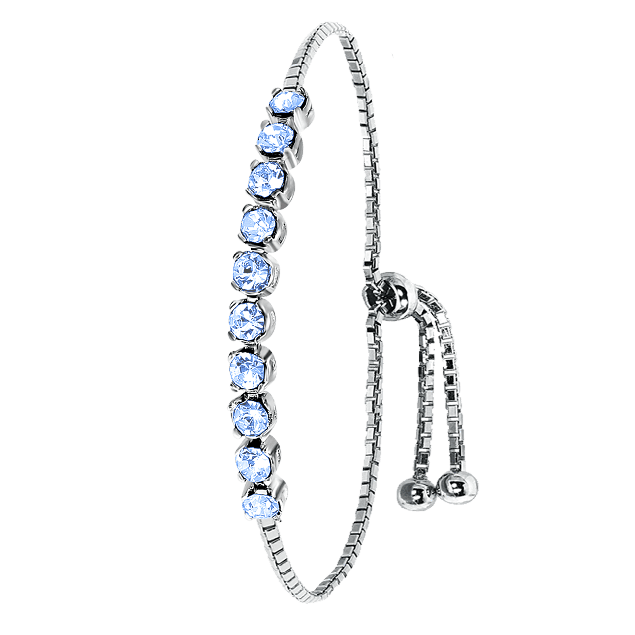 Zilveren tennisarmband kristal light sapphire