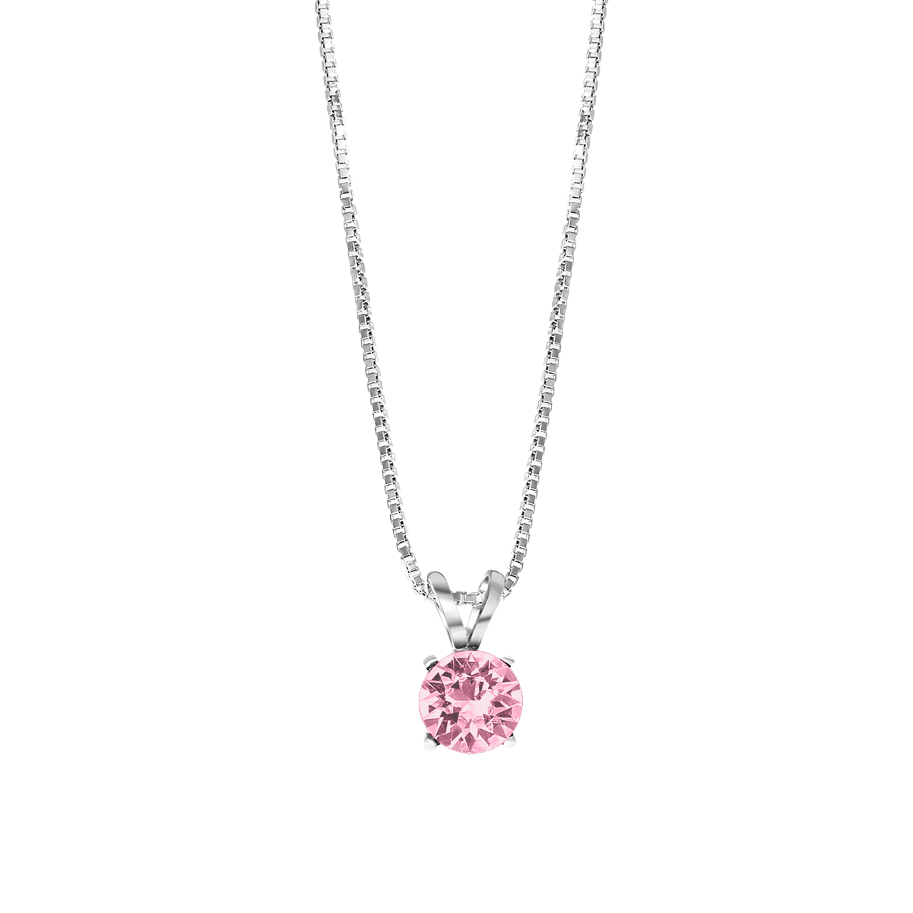 Zilveren ketting kristal light rose