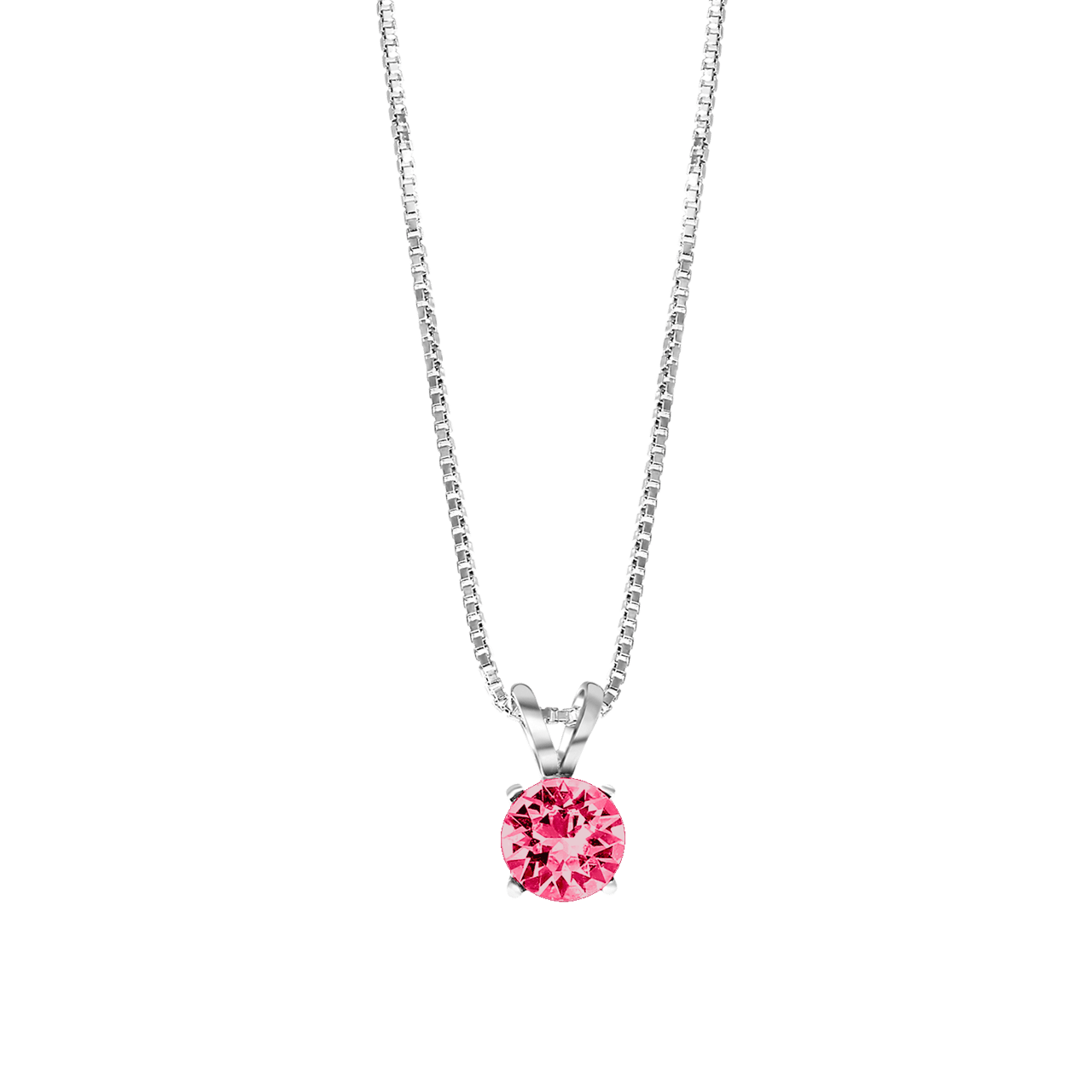 Zilveren ketting kristal indian pink
