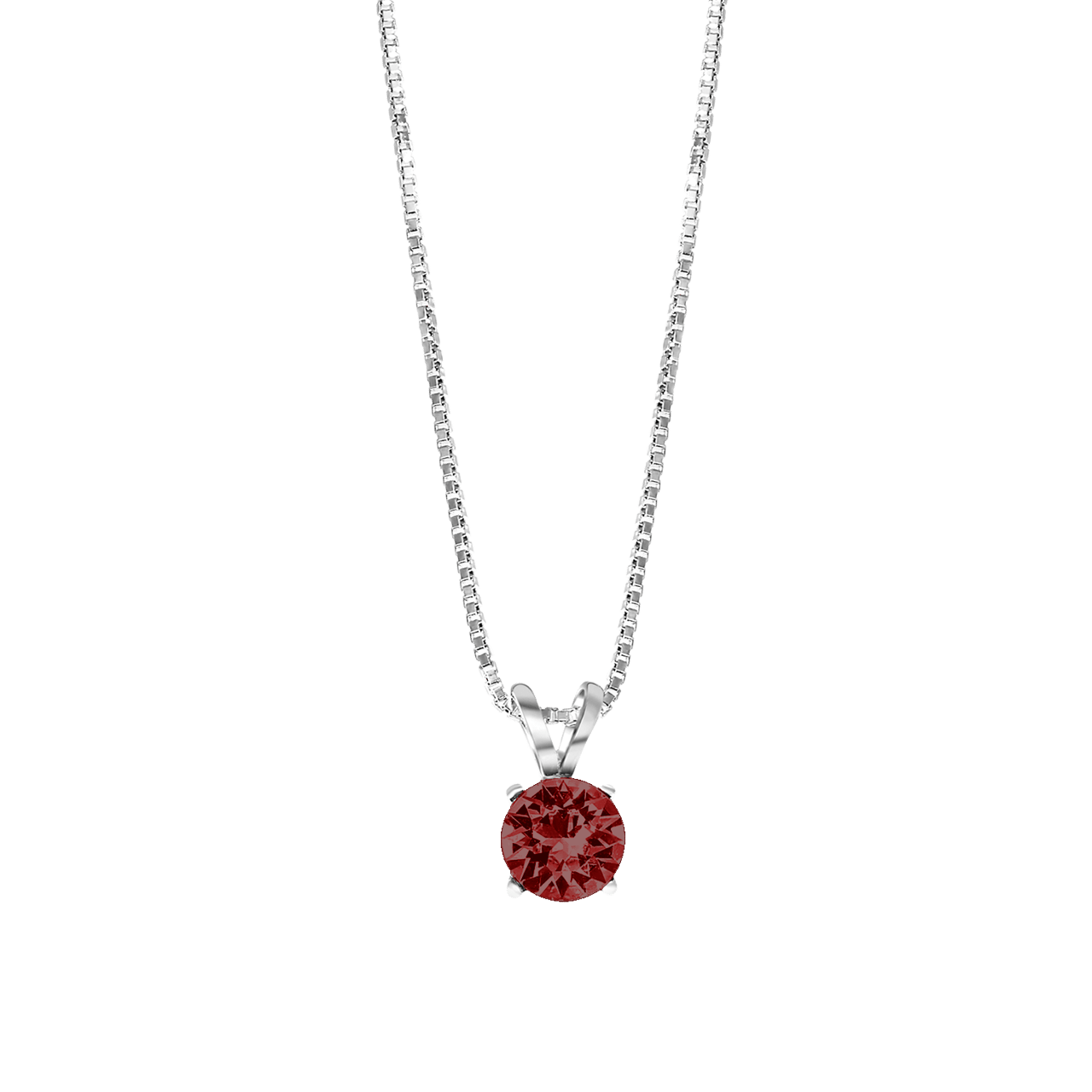 Zilveren ketting kristal ruby
