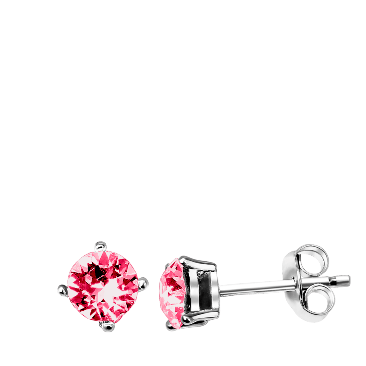 Zilveren oorbellen kristal indian pink