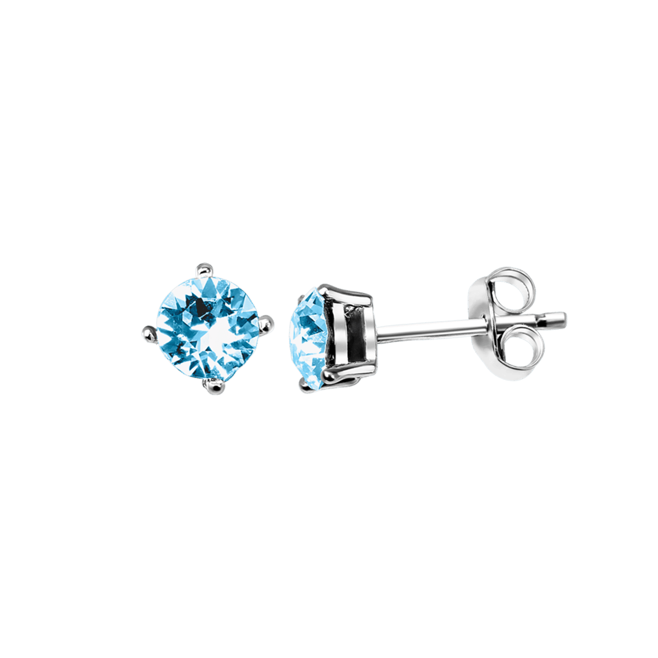 Silberne Ohrstecker mit aqua Swarovski-Kristall für Damen