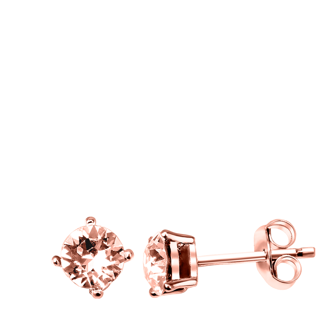 Zilveren oorbellen rose kristal peach