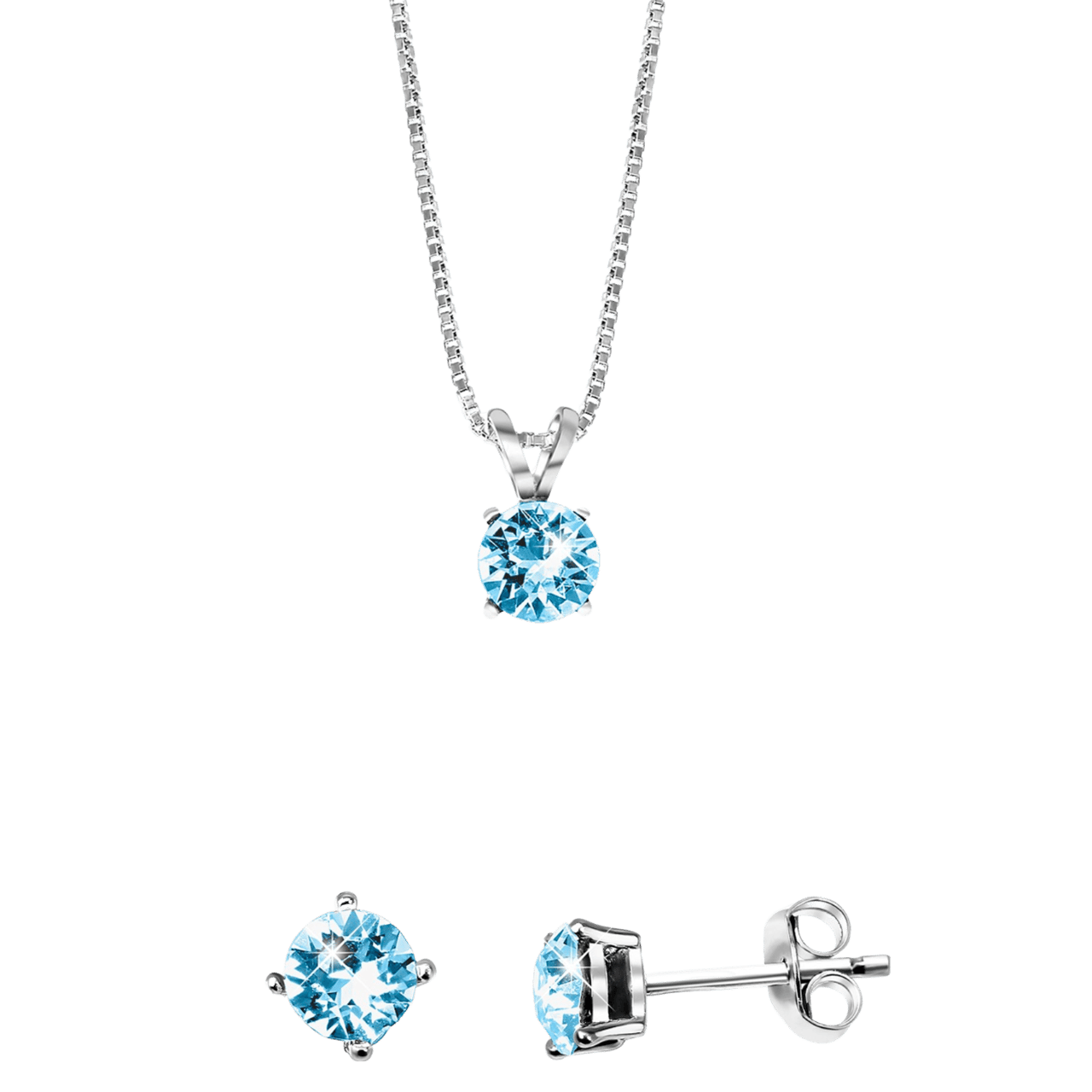 Schmuckset, 925 Silber, Kristall, Aqua