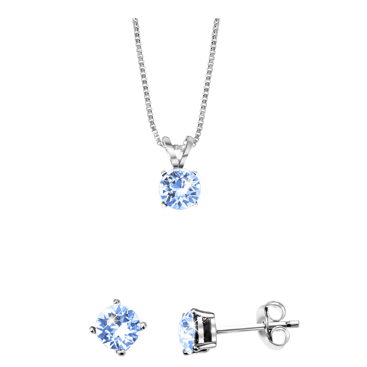 Zilveren set kristal light sapphire