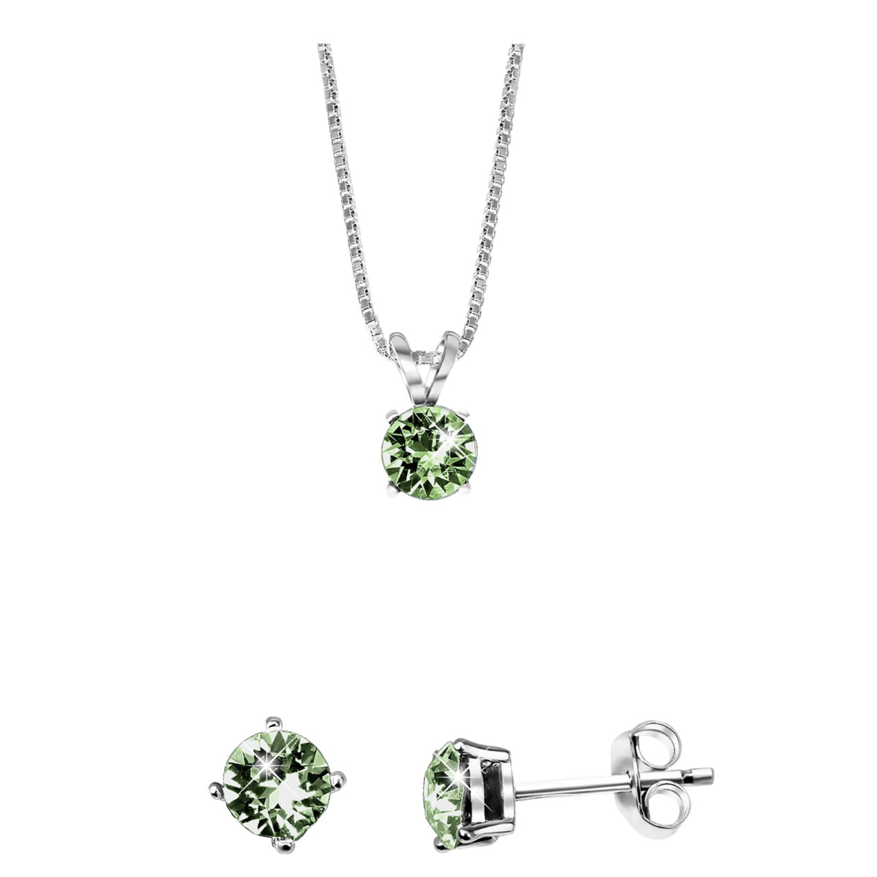 Zilveren set kristal erinite