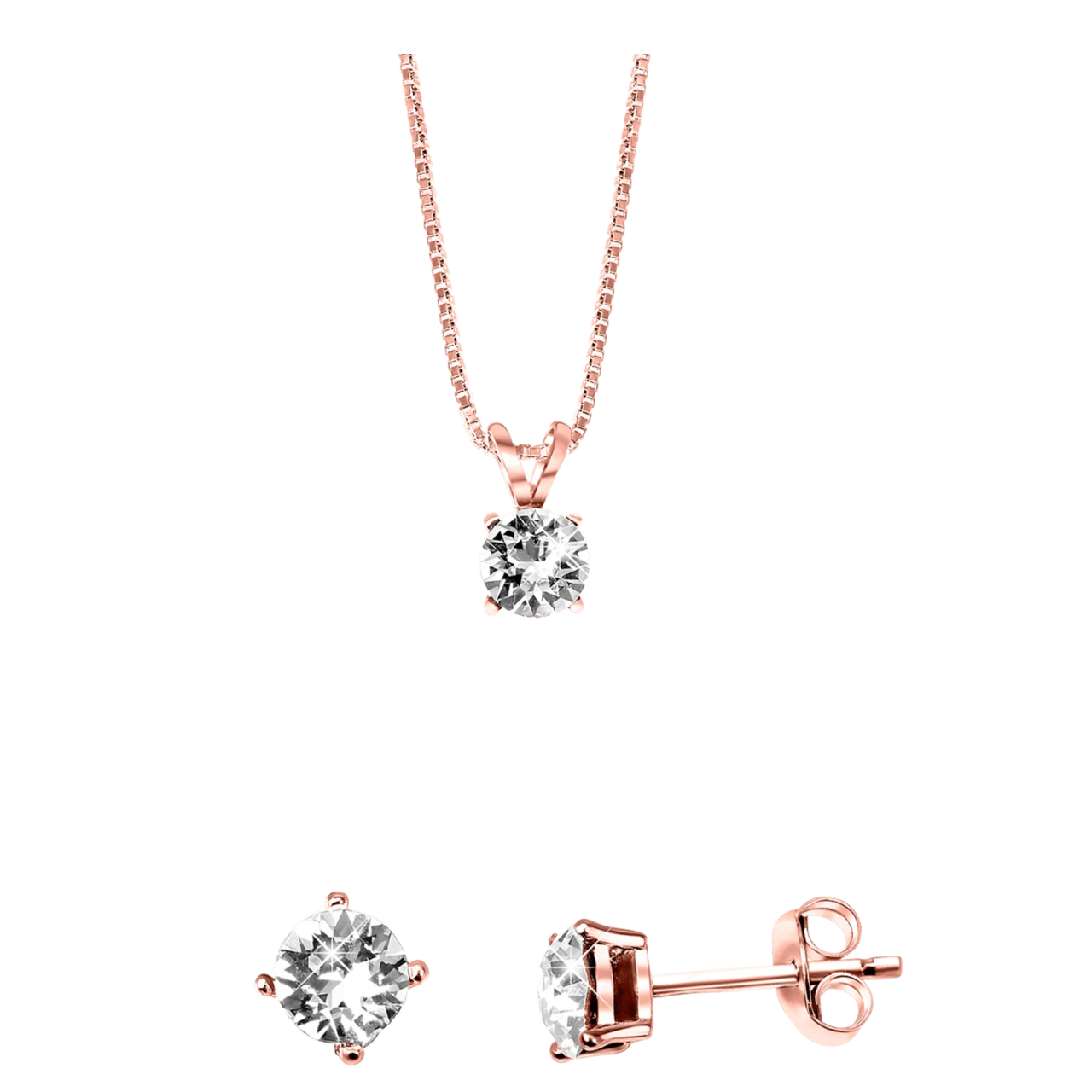 Zilveren roséplated sieradenset met kristal voor dames